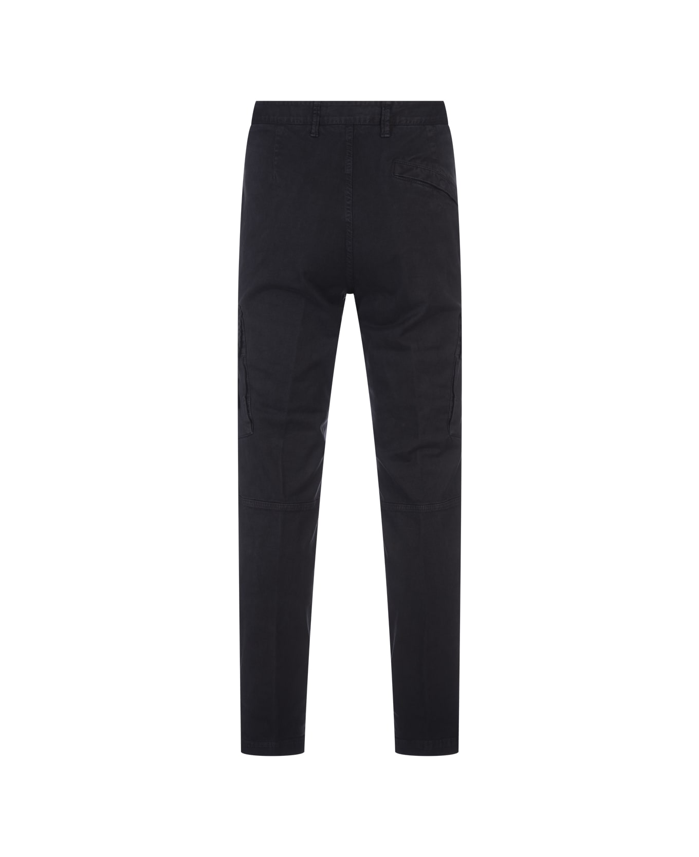 Stone Island Navy Blue Cargo Trousers In Broken Twill Stretch Cotton - Blue