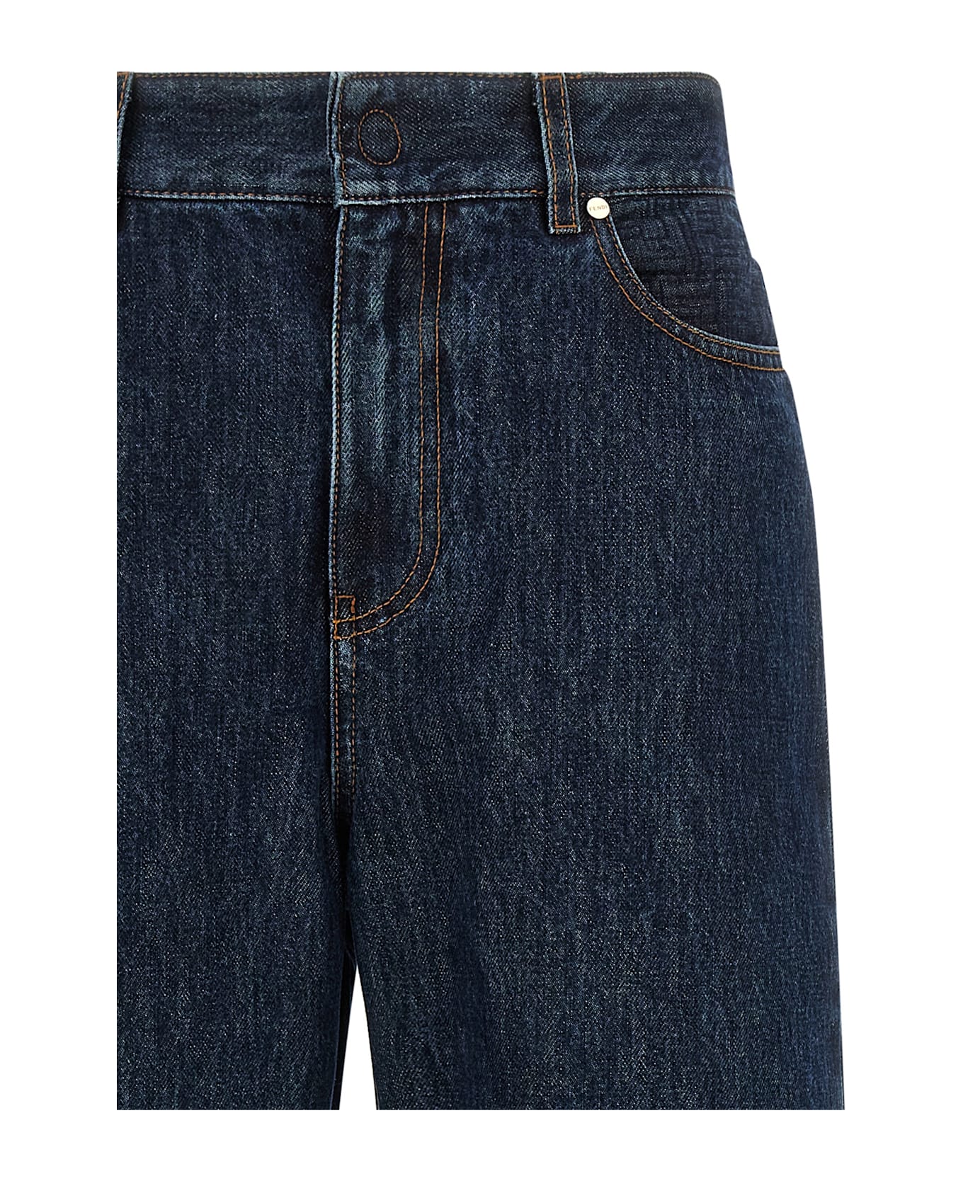 Fendi 'ff' Padded Jeans - Blue