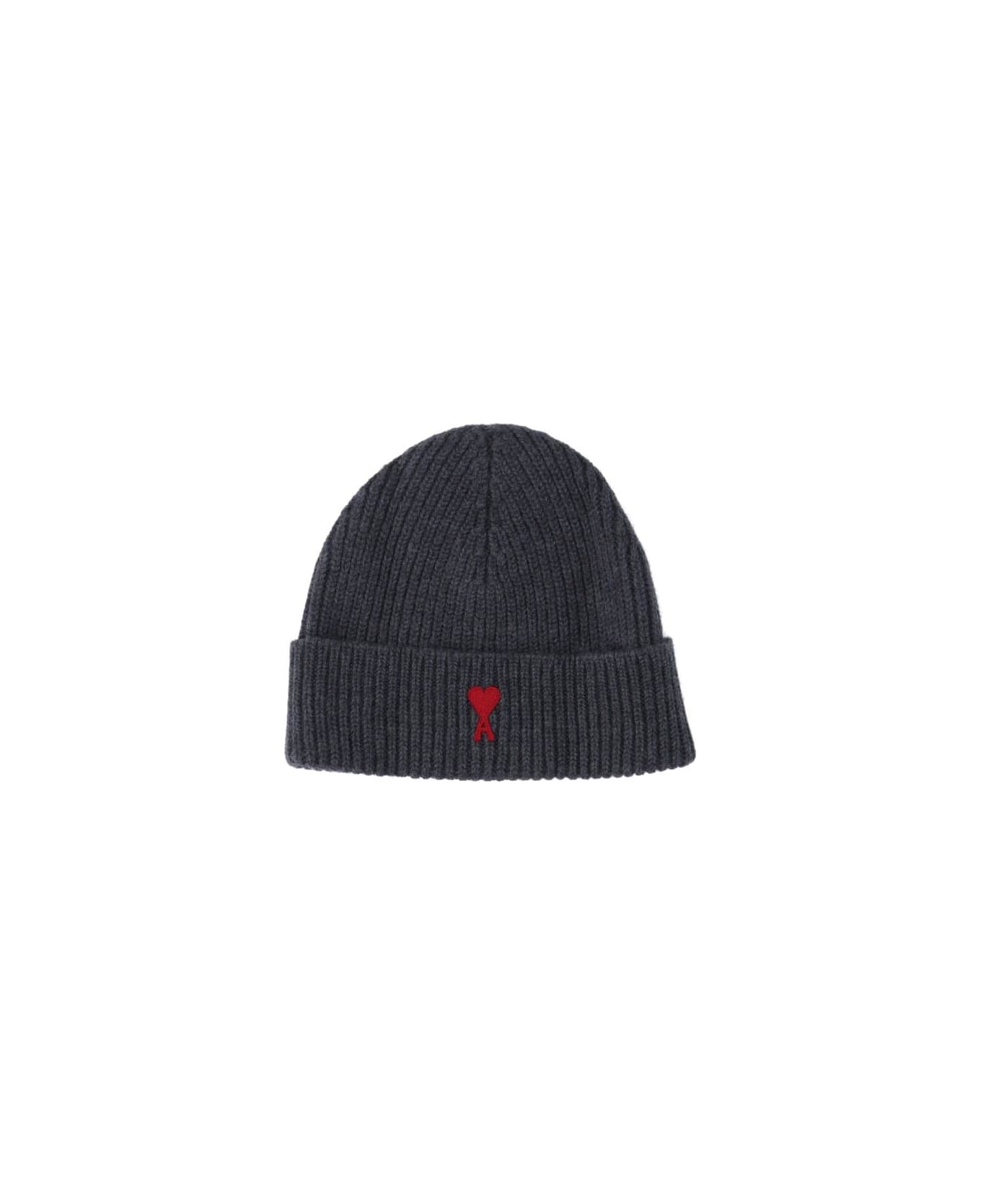Ami Alexandre Mattiussi Logo Beanie - Grey 帽子