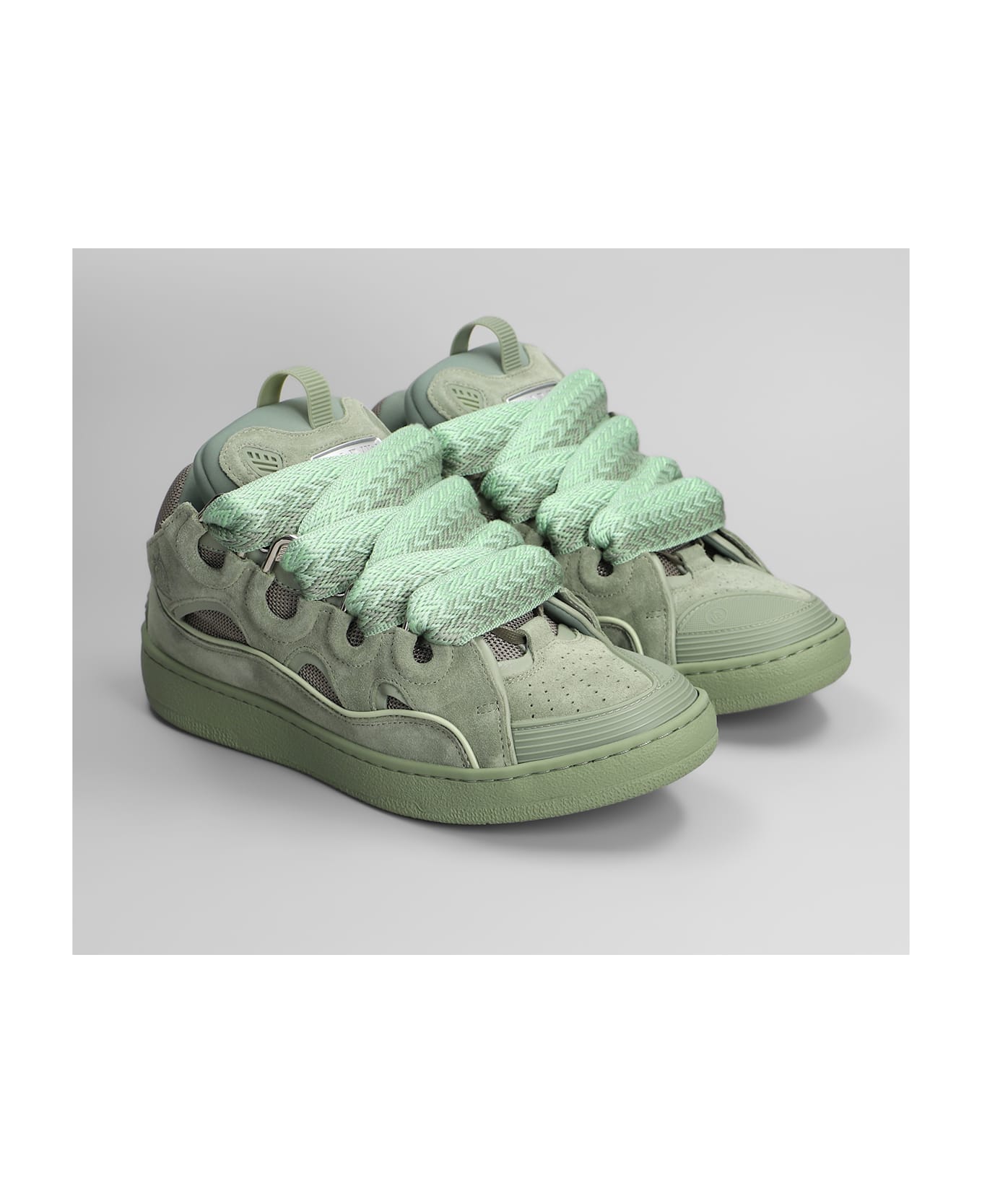 Lanvin Curb Sneakers In Green Suede - green
