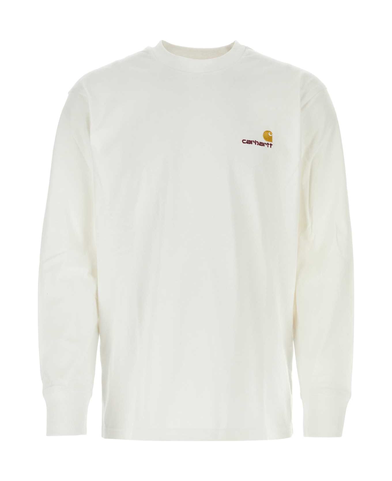 Carhartt White Cotton L/s American Script T-shirt - ZEUS シャツ