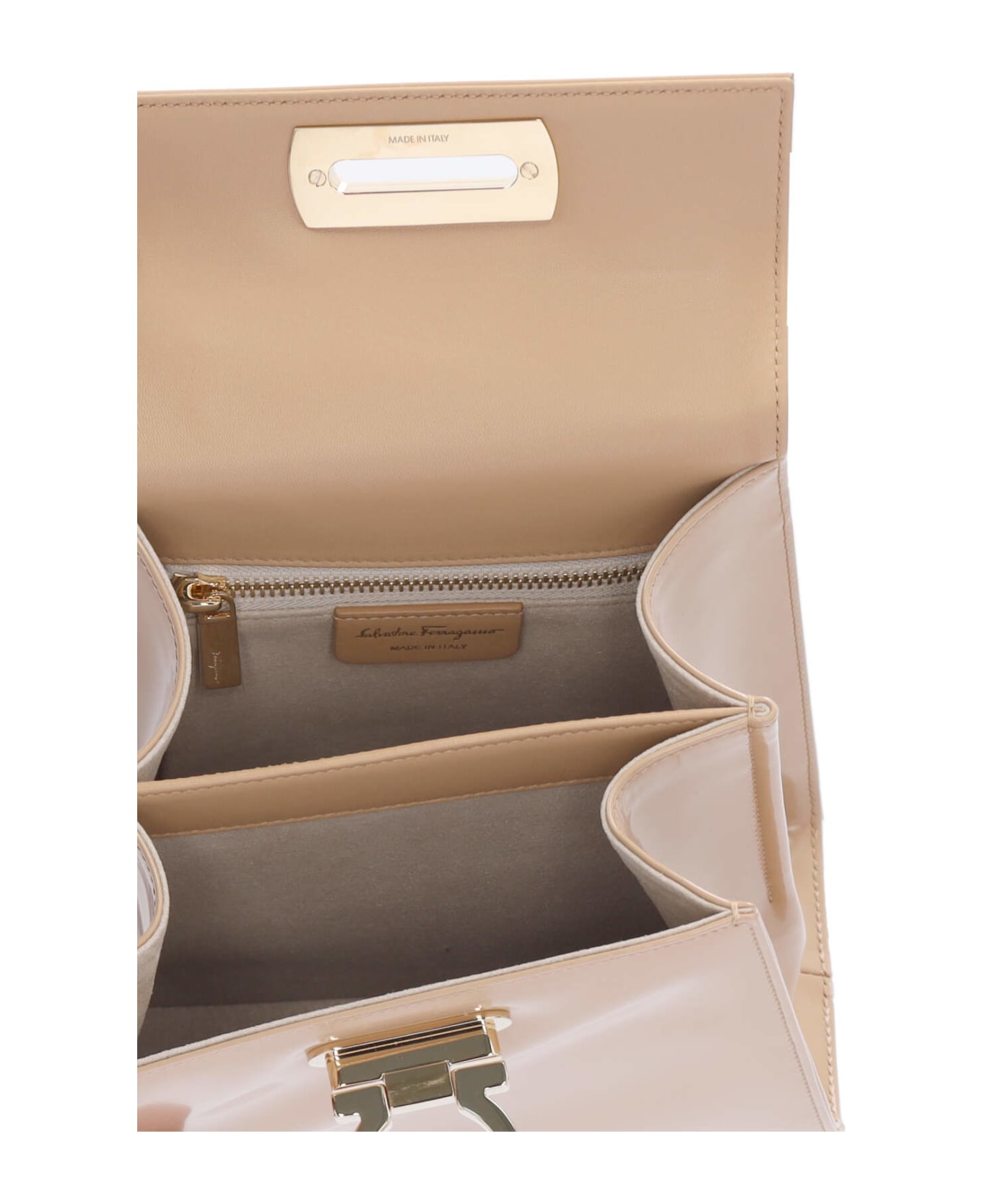 Ferragamo 
gancini
 Top Handle Bag - Beige