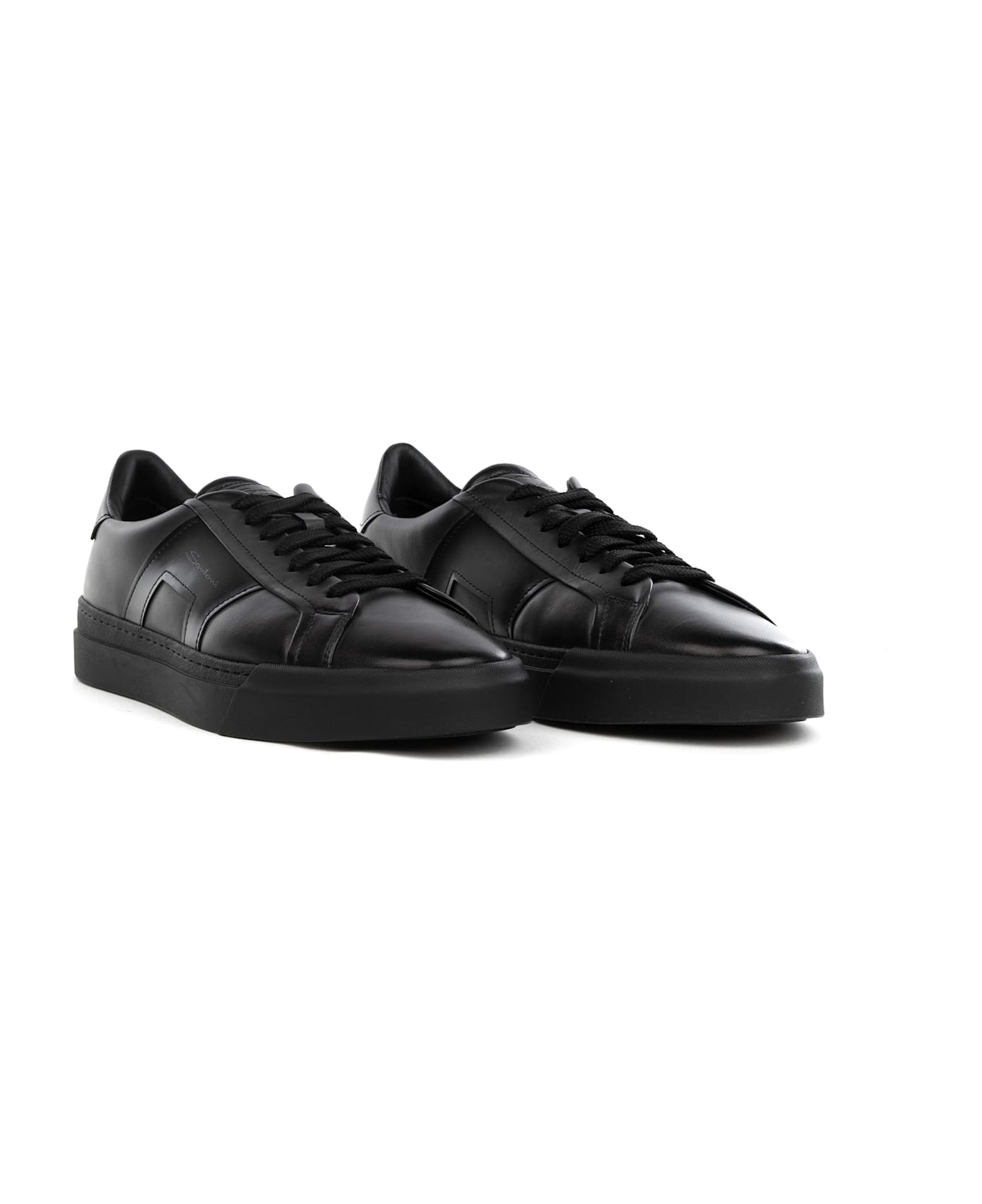 Santoni Sneaker Grey Black Leather | italist