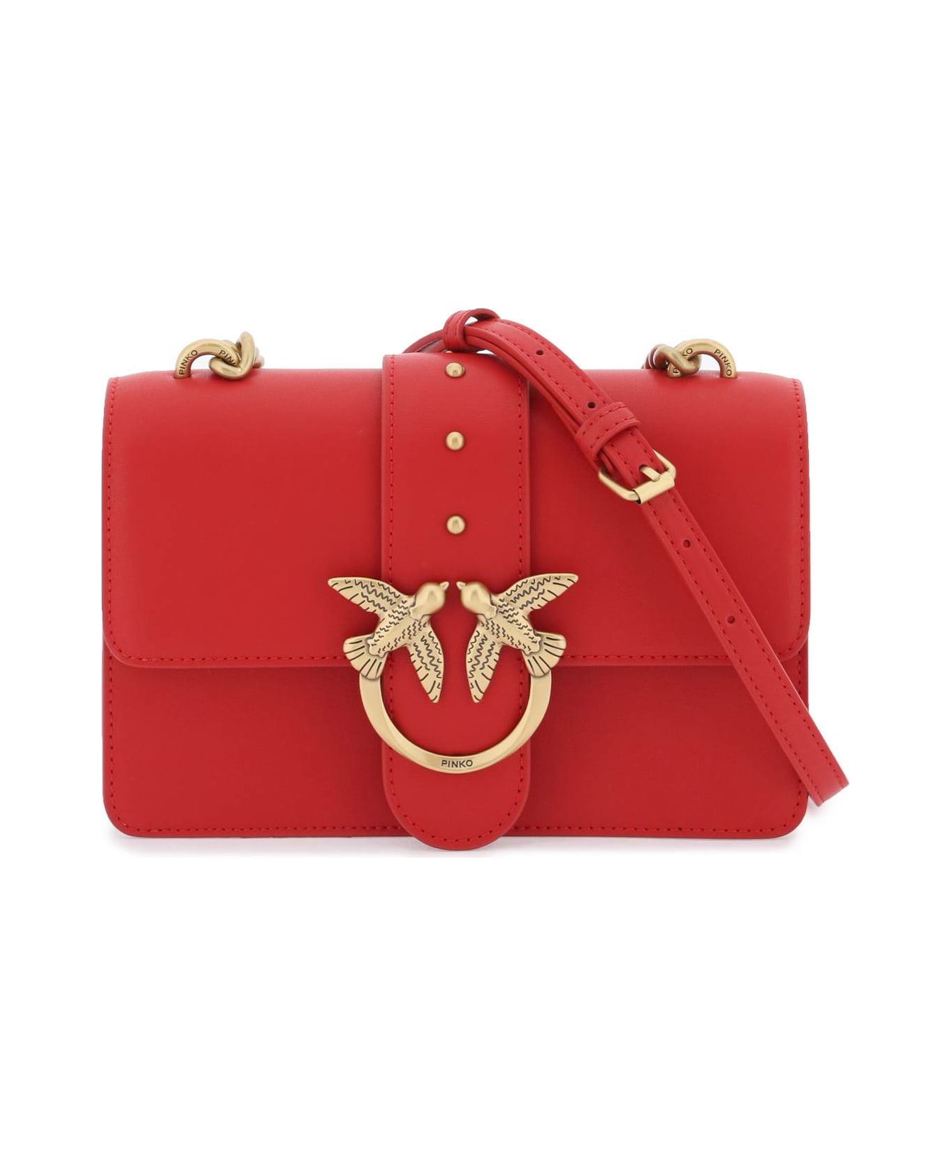 Pinko Love Icon Simply Crossbody Bag - ROSSO ANTIQUE GOLD (Red)