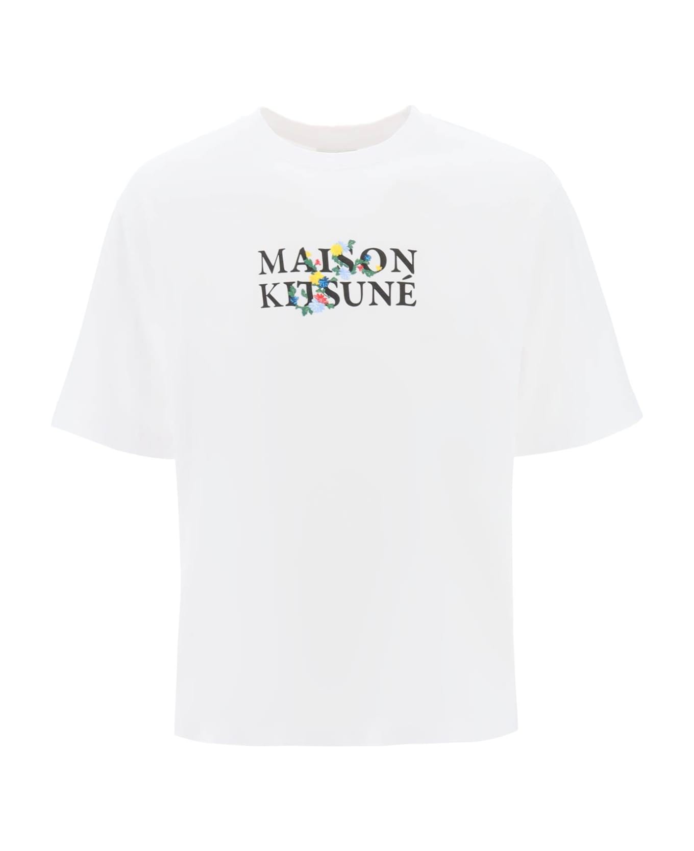 Maison Kitsuné Flowers Logo Oversized T-shirt - WHITE (White) シャツ