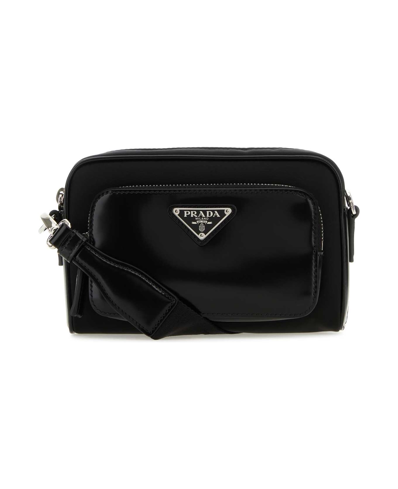 Prada Black Re-nylon And Leather Crossbody Bag - NERO