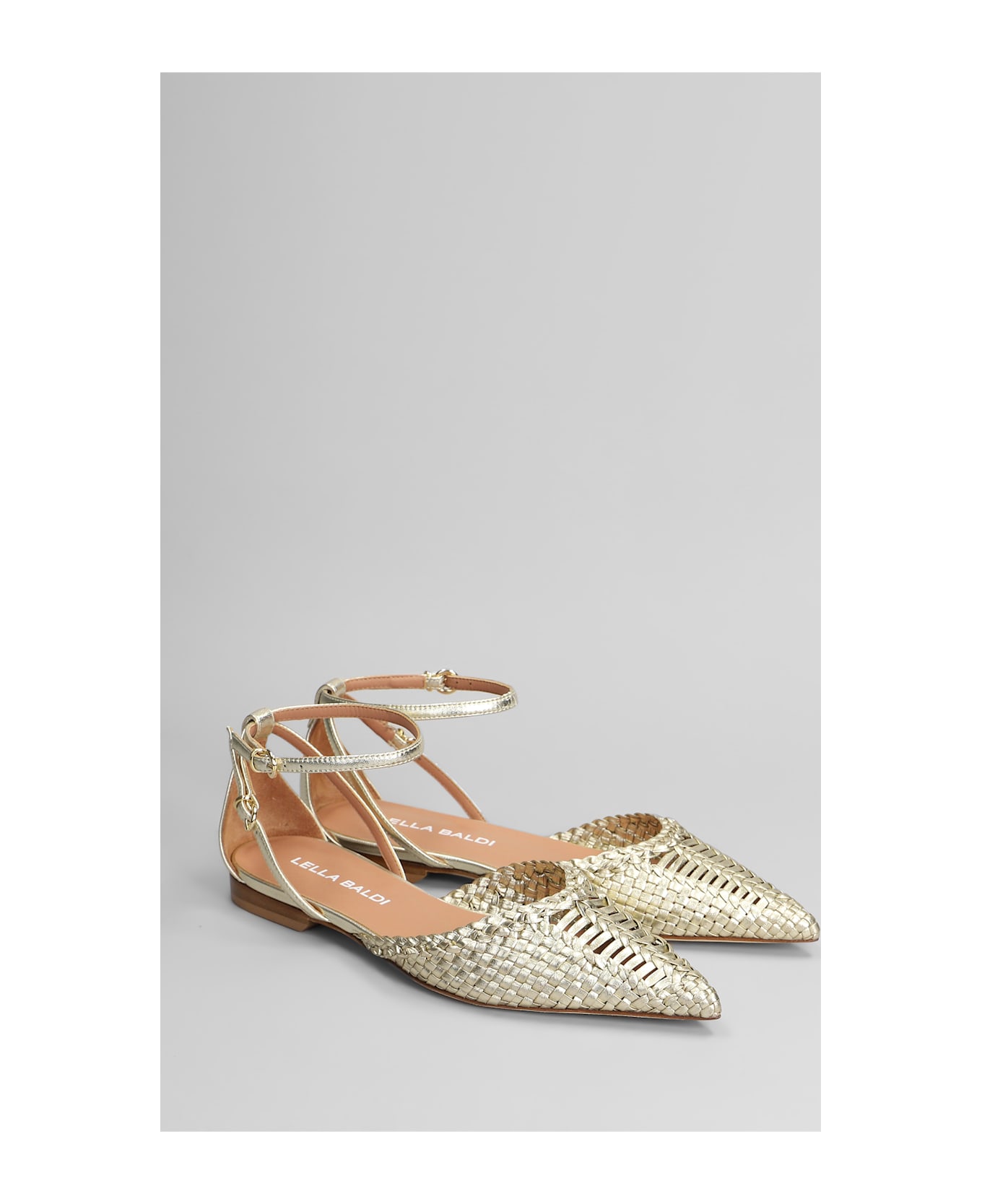 Lella Baldi Ballet Flats In Platinum Leather - platinum