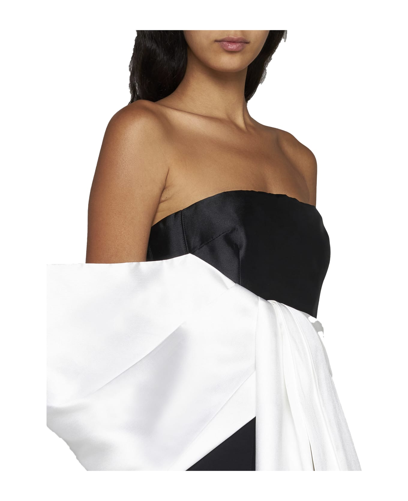 Solace London 'nadina' Black And White Top With Bow Detail In Silk Woman - Black/cream