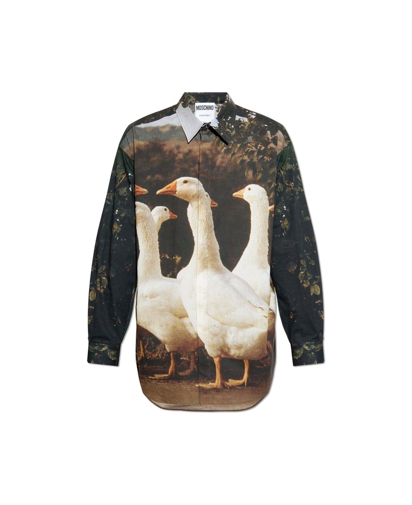 Moschino Animal Printed Long-sleeved Shirt - BROWN/NEUTRALS