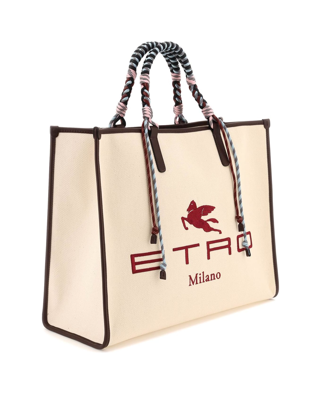 Etro Shopper Bag With Braided Handles - BEIGE (Beige)