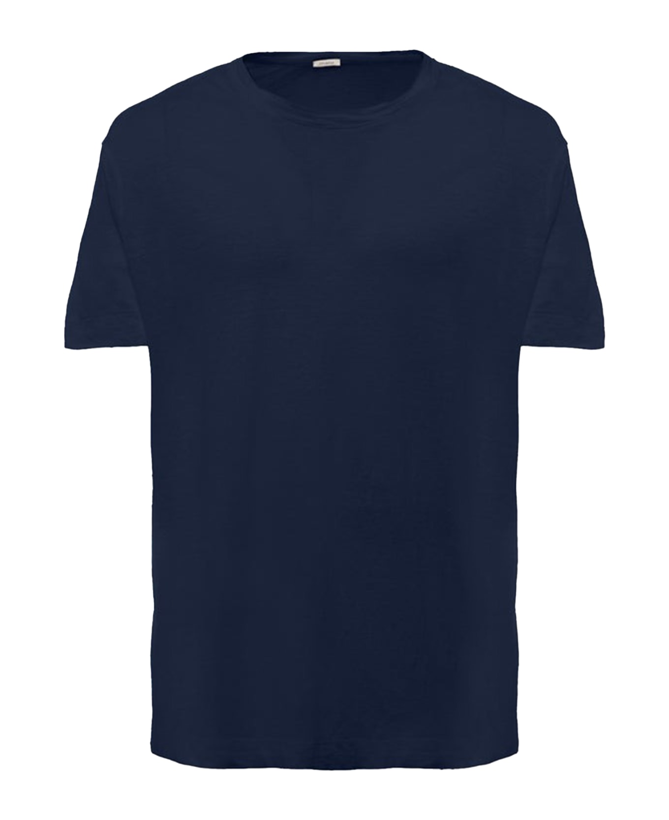 Malo Blue Linen And Jersey T-shirt - Blu
