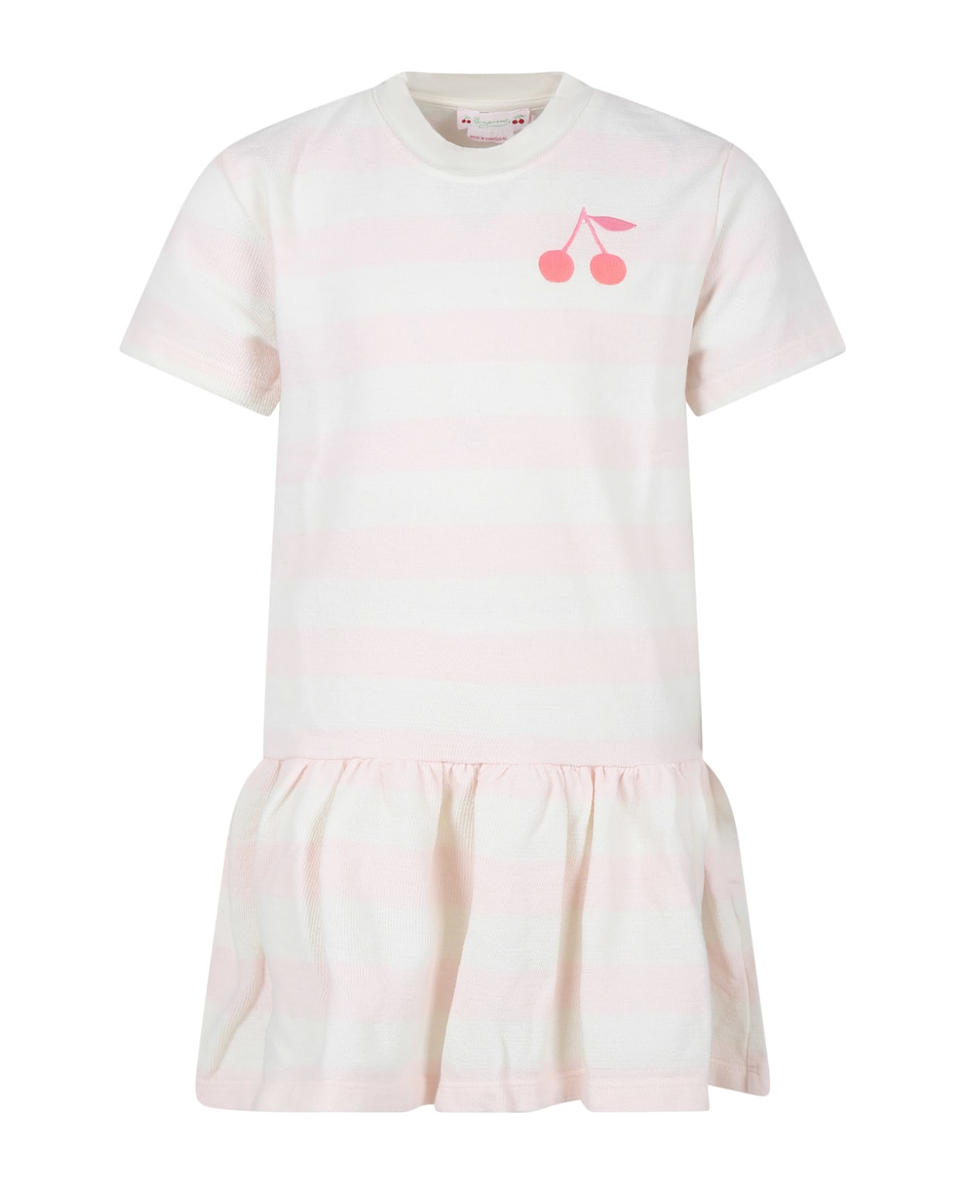 Bonpoint Ivory Dress For Girl With Iconic Cherries - White