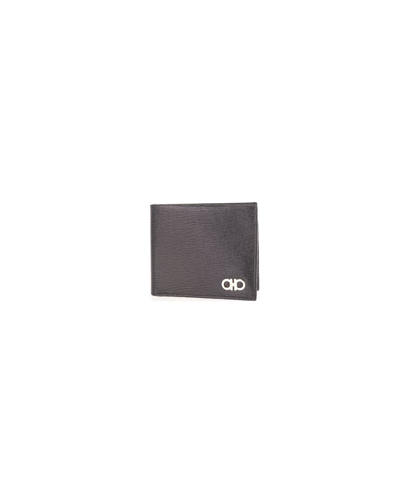 Ferragamo Logo Plaque Bi-fold Wallet - Black