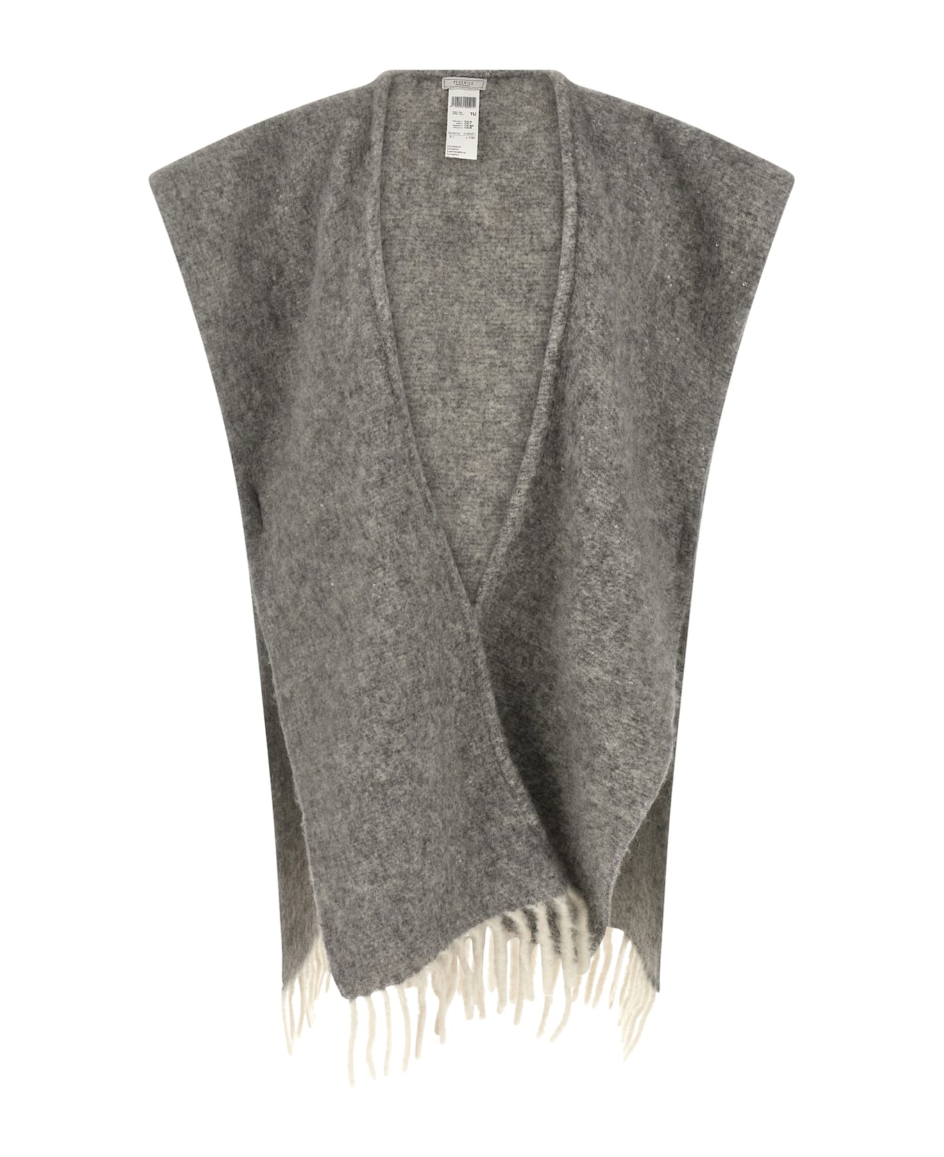 Peserico Bouclé Yarn Cape - Gray