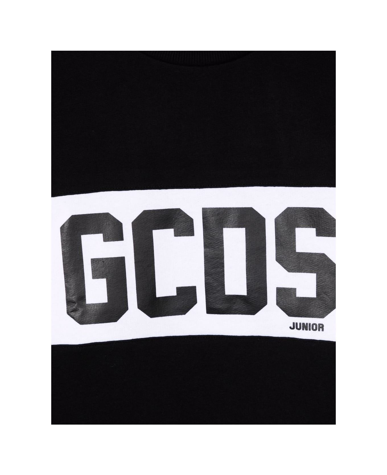GCDS Mini Black Kids Crew-neck Sweatshirt With Gcds Logo Band - BLACK