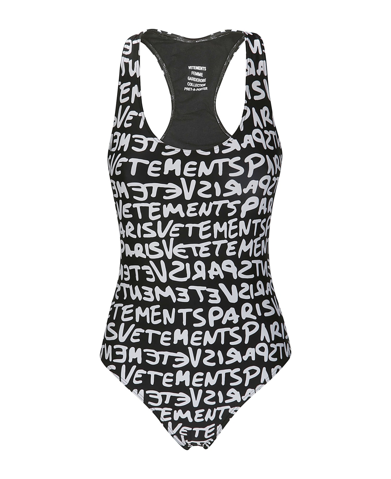 VETEMENTS Graffiti Monogram Swimsuit - BLACK/WHITE