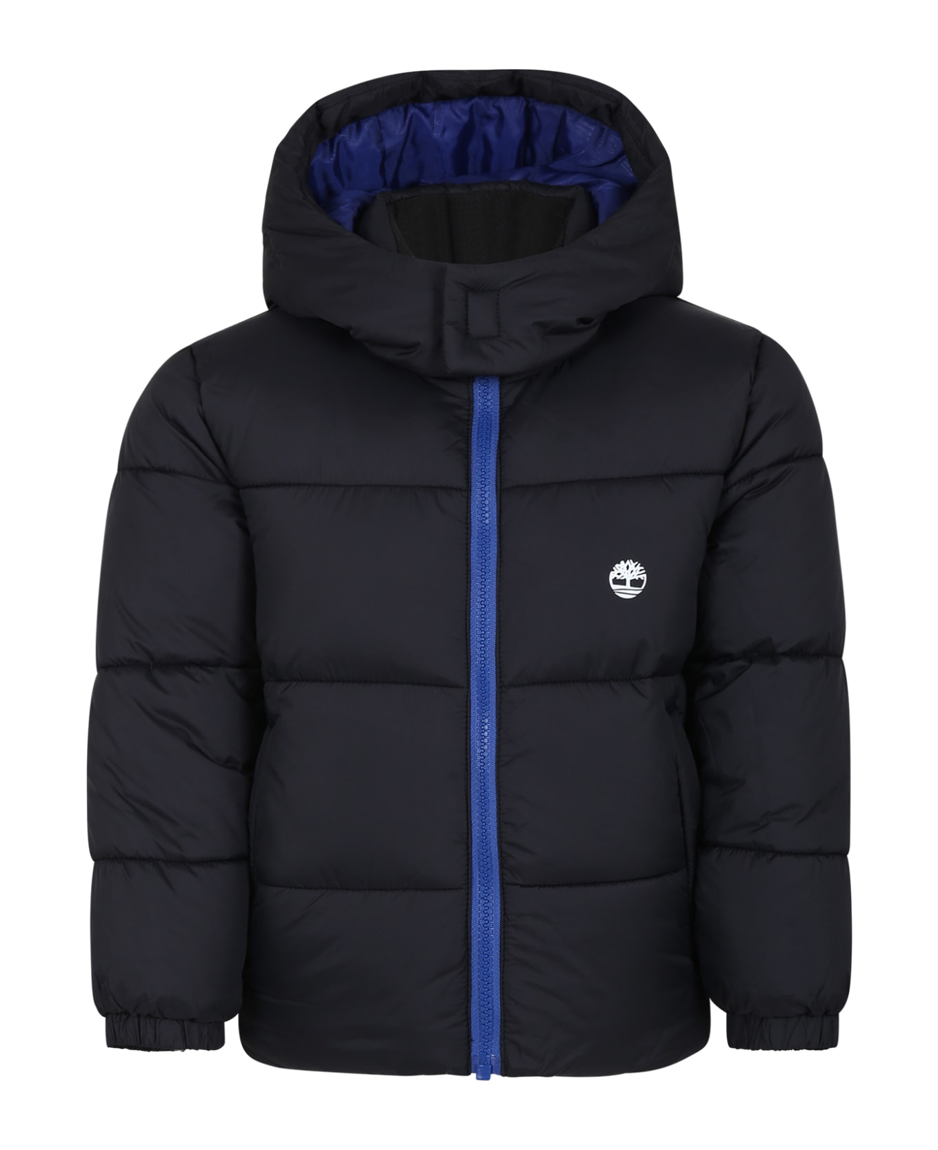 Timberland Black Down Jacket For Boy With Tree - Black コート＆ジャケット