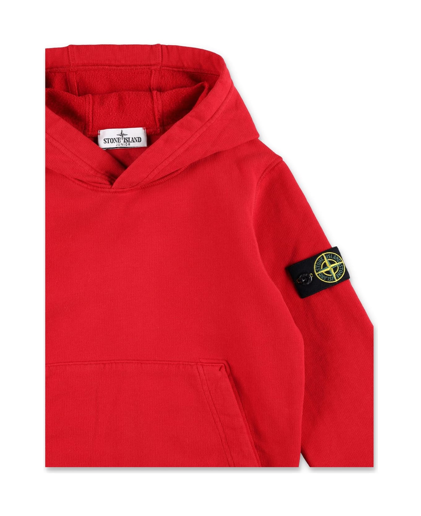 Stone Island Compass-badge Long-sleeved Hoodie - Rosso