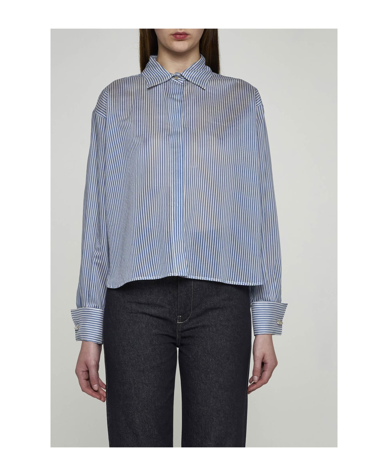 Max Mara Vertigo Cotton And Silk Shirt - Blue