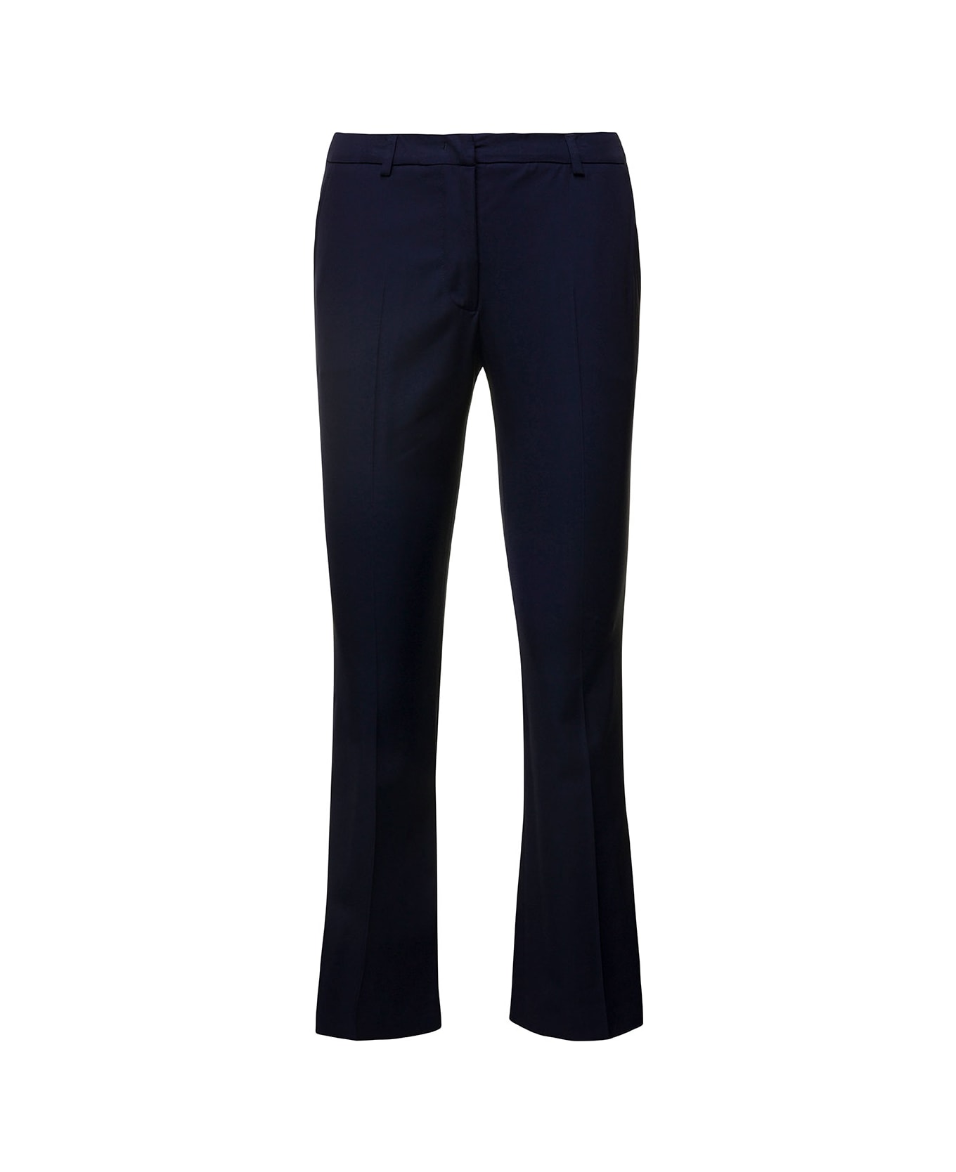 PT01 Blue Cropped Flared Jaine Pants In Viscose Woman - navy ボトムス