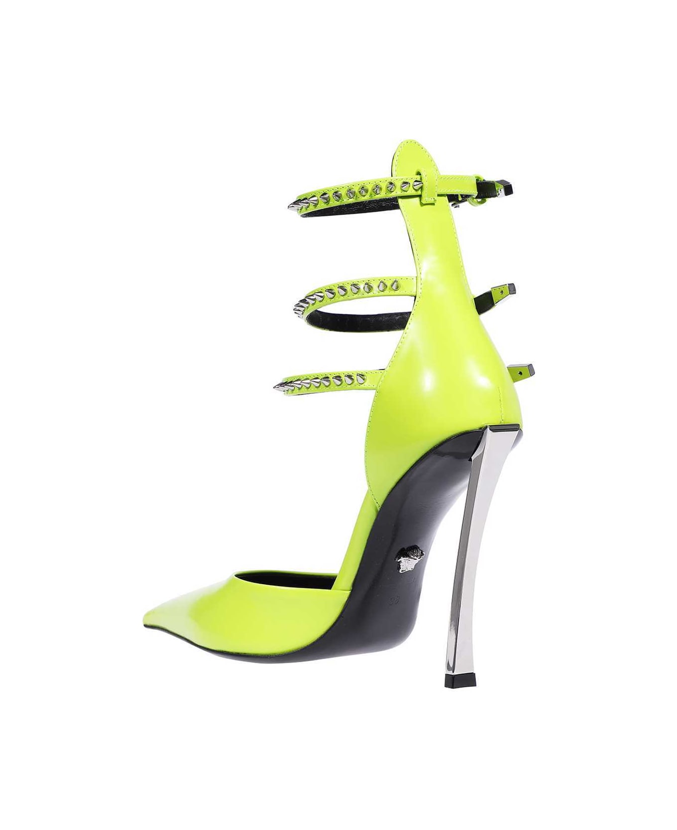 Versace Heeled Leather Sandals - green