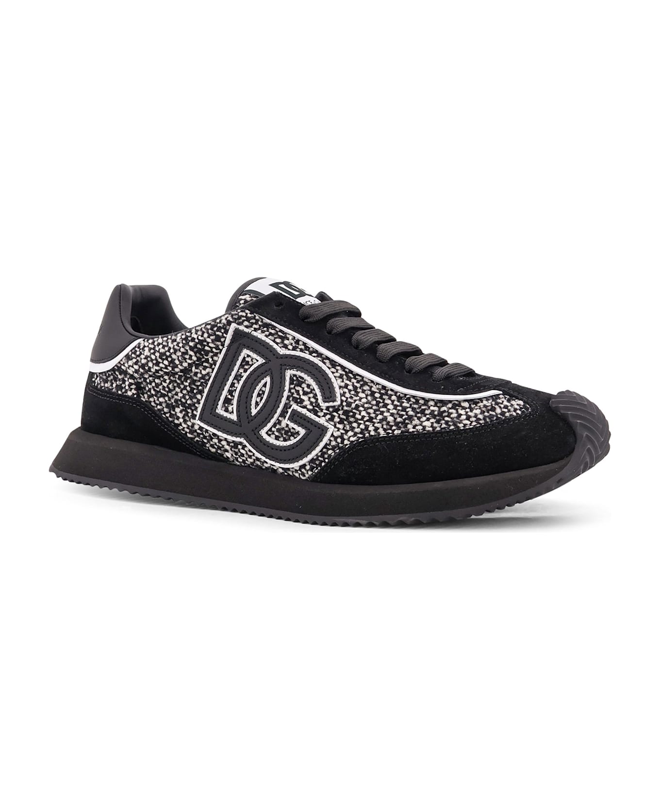 Dolce 
Gabbana Low-top Wool Sneakers With Suede Inserts - Black