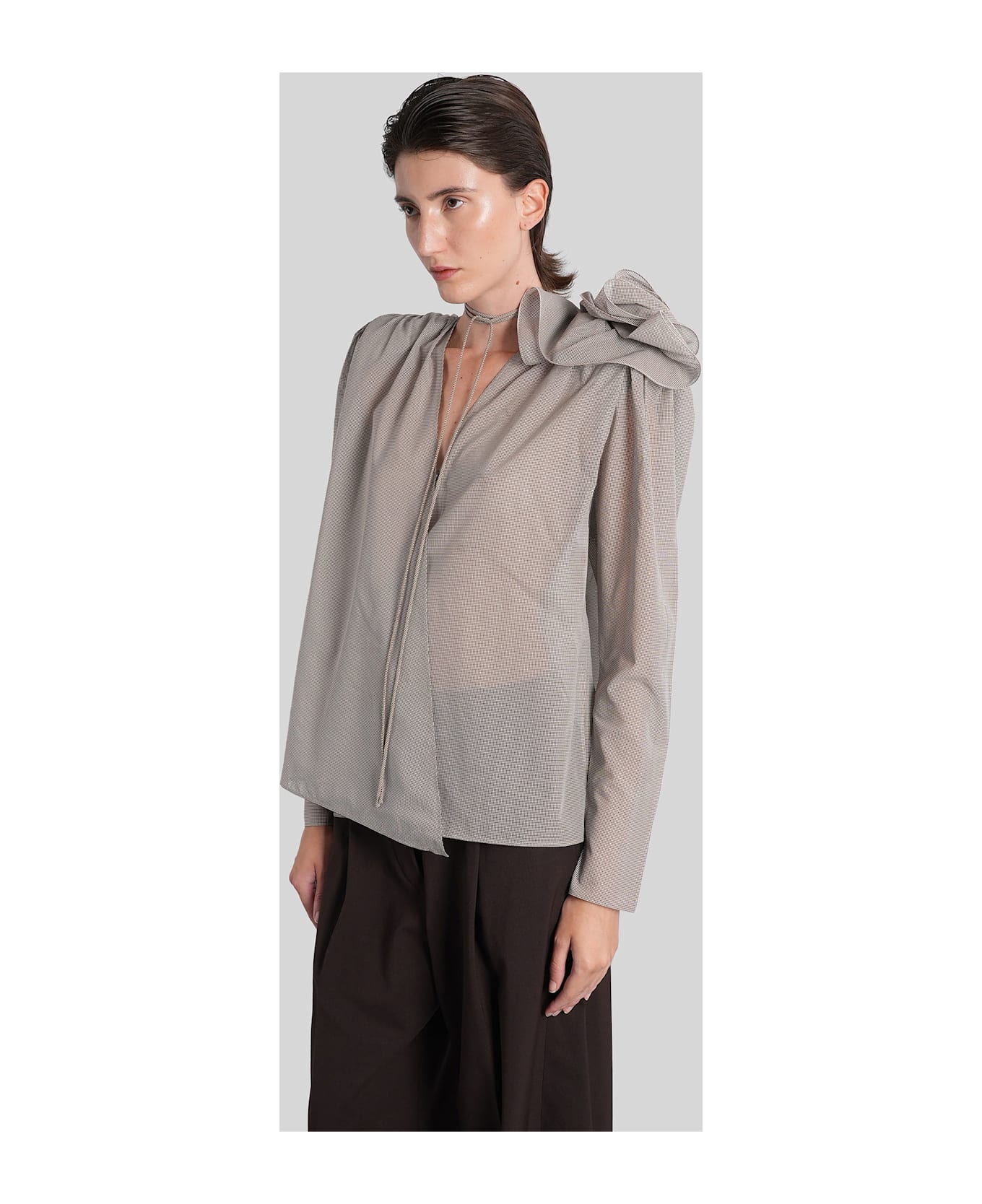 Magda Butrym Blouse 01 Blouse In Brown Silk - brown