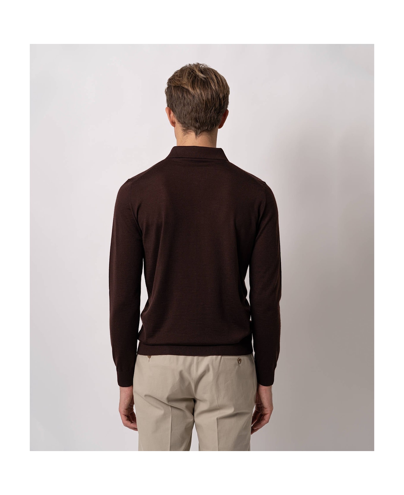 Larusmiani Long Sleeve Polo 
coppa Europa
 Sweater - DarkBrown