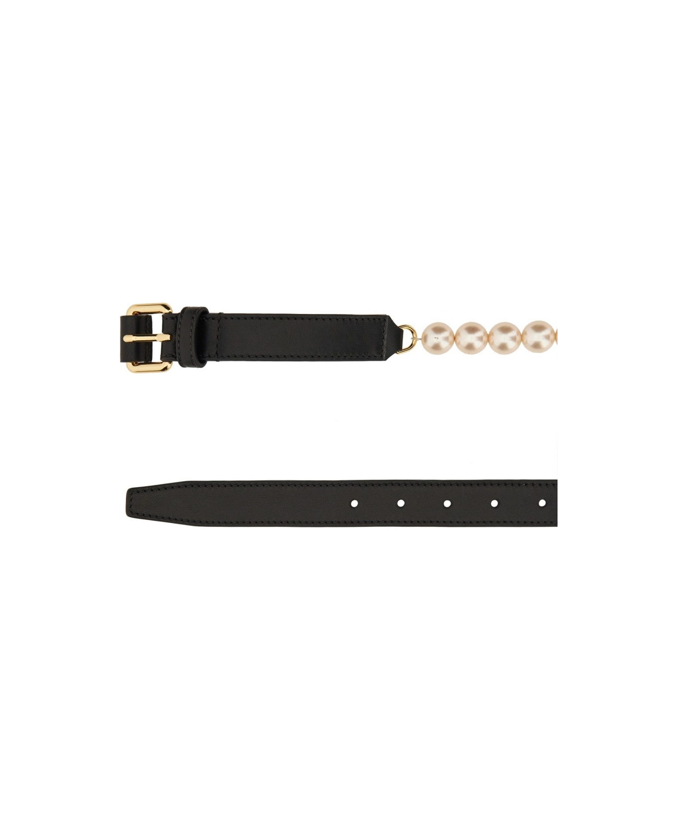 Moschino Belt With Pearls - BLACK