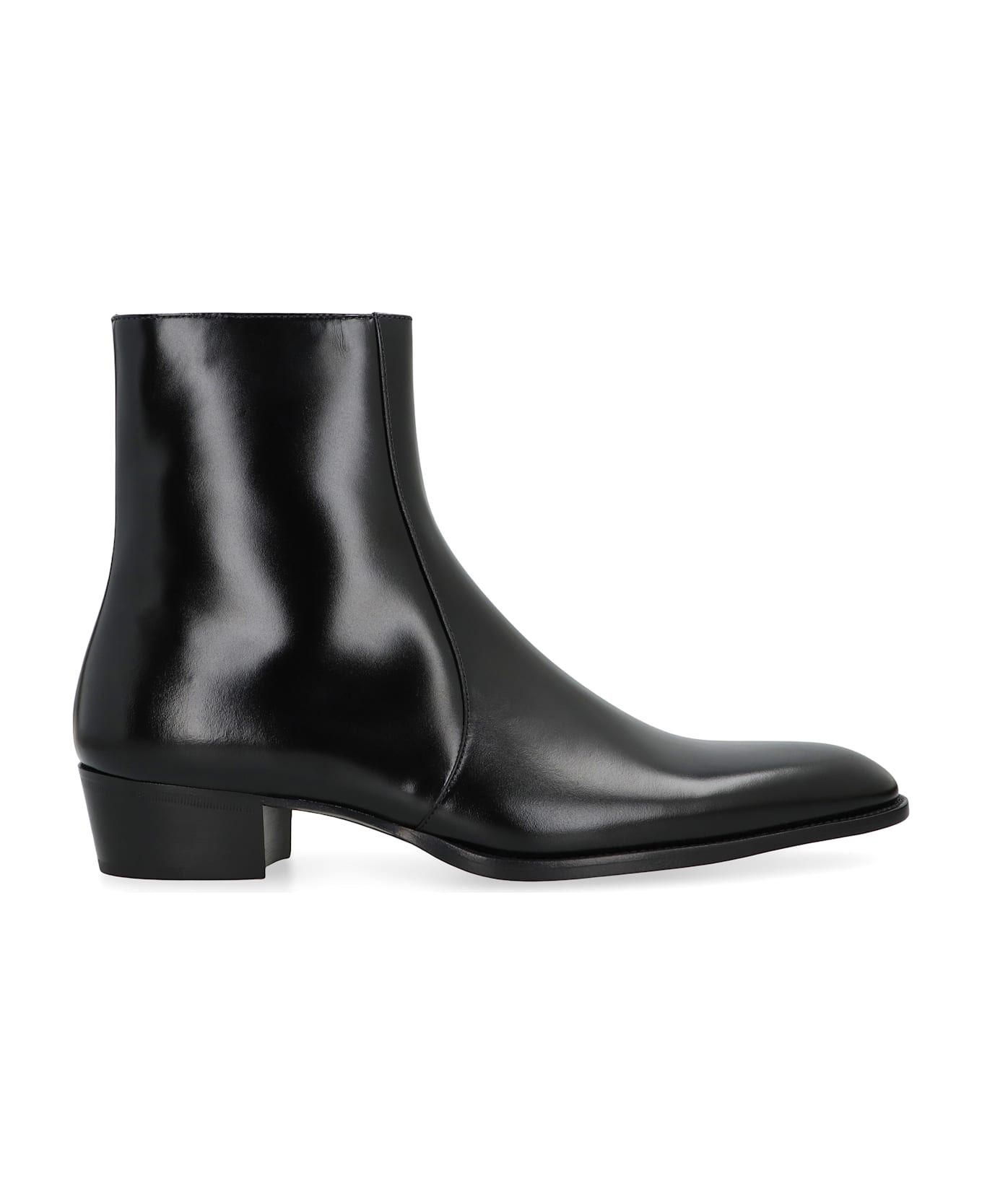 Saint Laurent Smooth Leather Roman Boots - black
