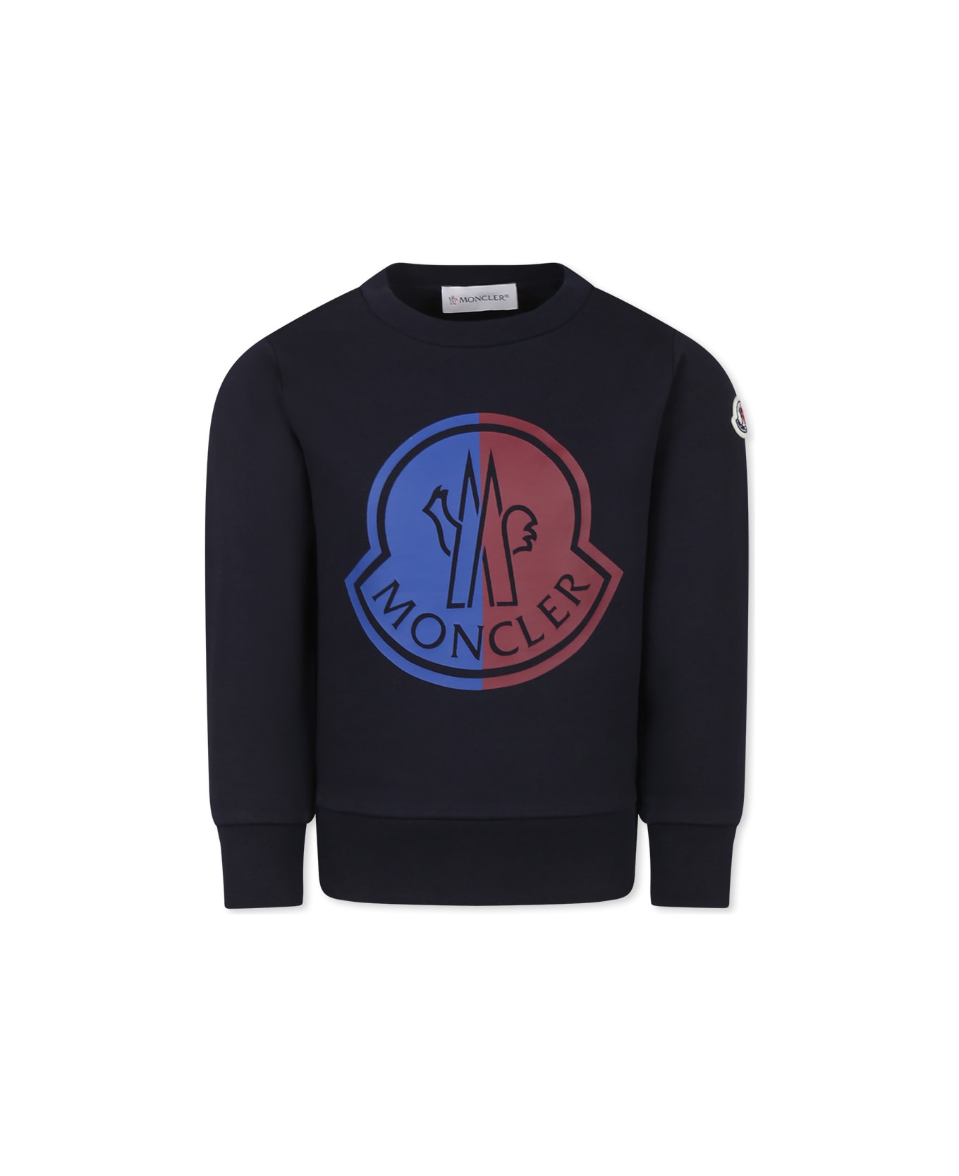 Moncler Blue Sweatshirt For Boy With Logo - Blue