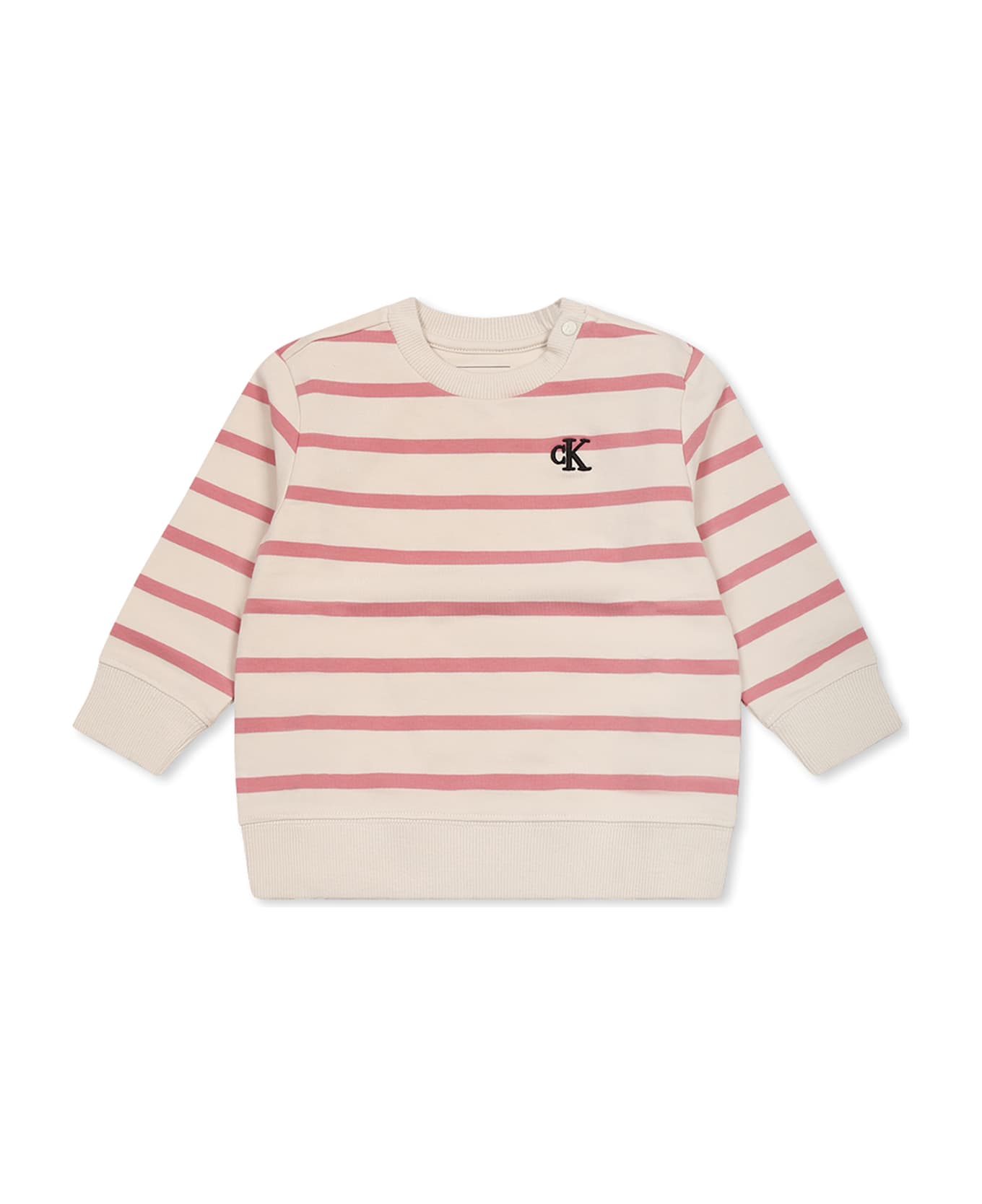 Calvin Klein Ivory Sweatshirt For Baby Girl With Logo - Ivory