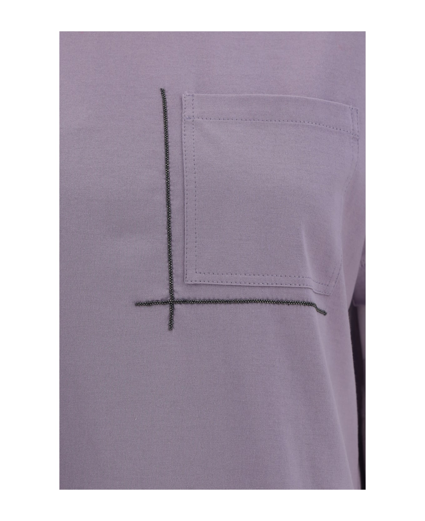 Brunello Cucinelli T-shirt With Embellishments - Purple Ash