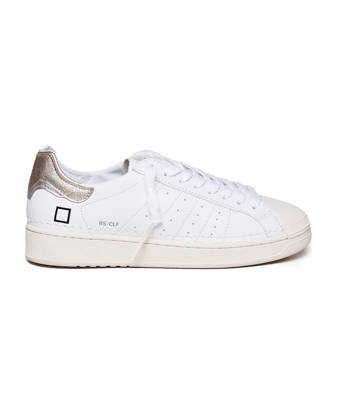 D.A.T.E. Base Sneakers In Calfskin - WHITE-PLATINUM