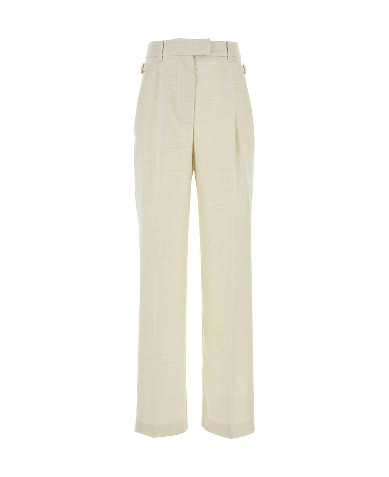 PT Torino White Wool Blend Isabel Pant - PANNA