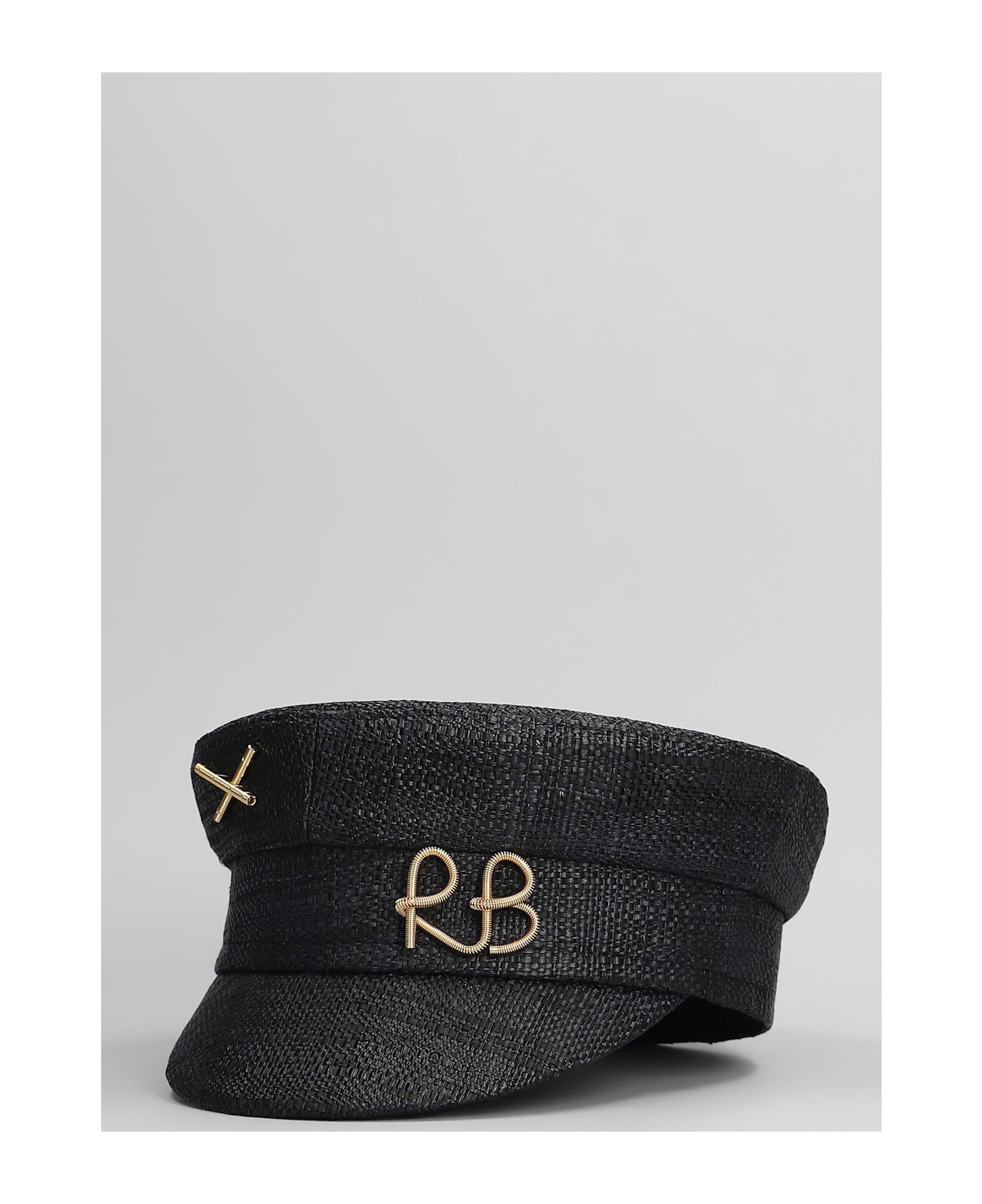 Ruslan Baginskiy Baker Boy Hats In Black Raffia - black