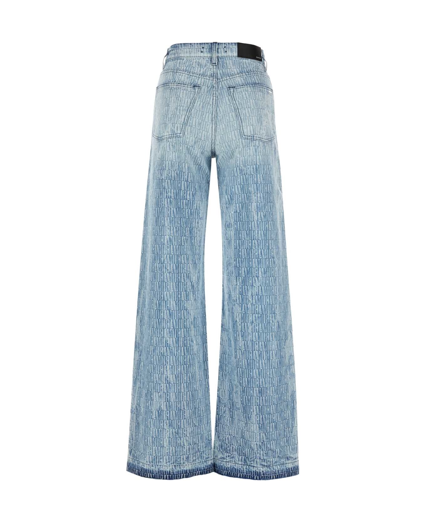 AMIRI Embroidered Denim Wide-leg Jeans - LIGHTINDIGOCOTTON デニム