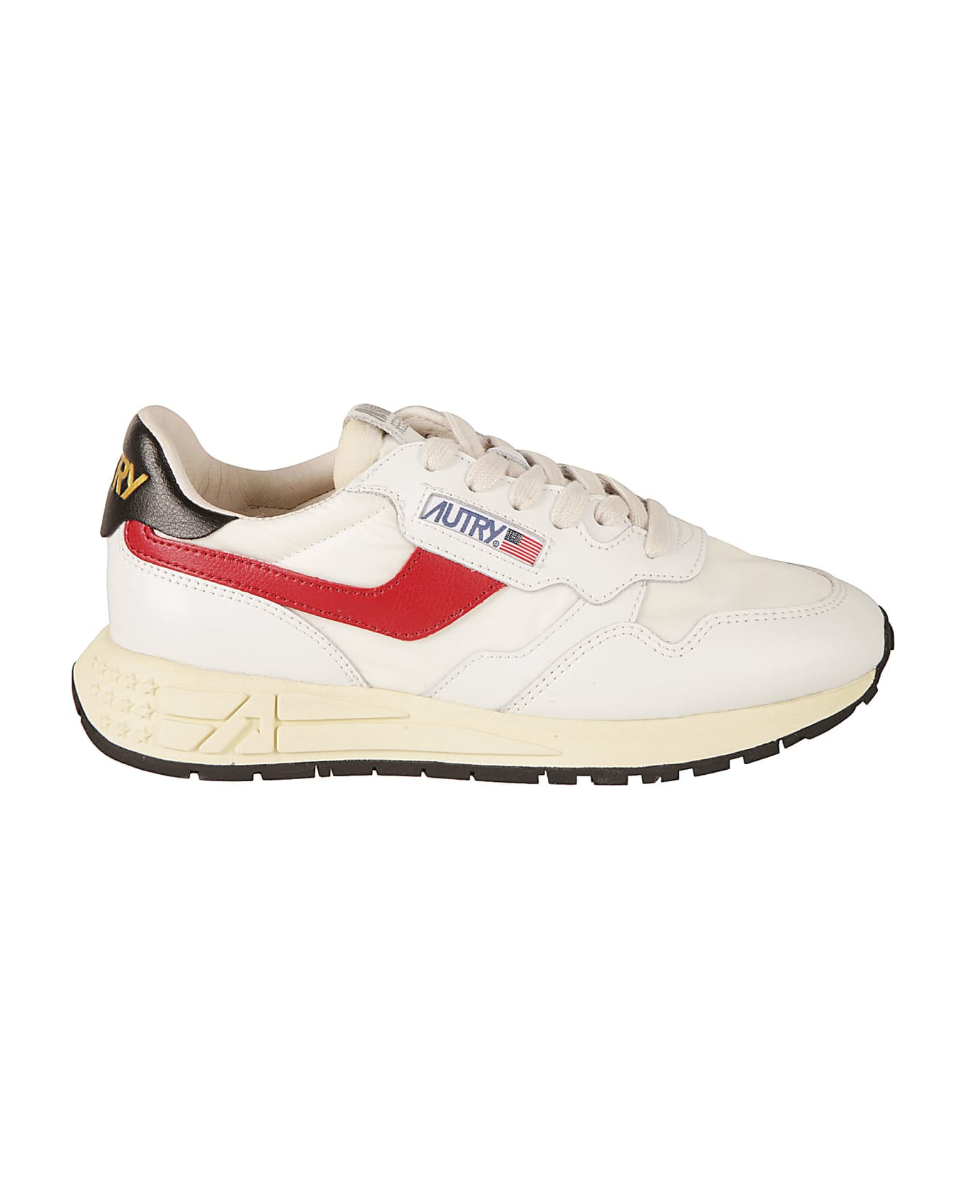 Autry Logo Patched Sneakers - White/Red