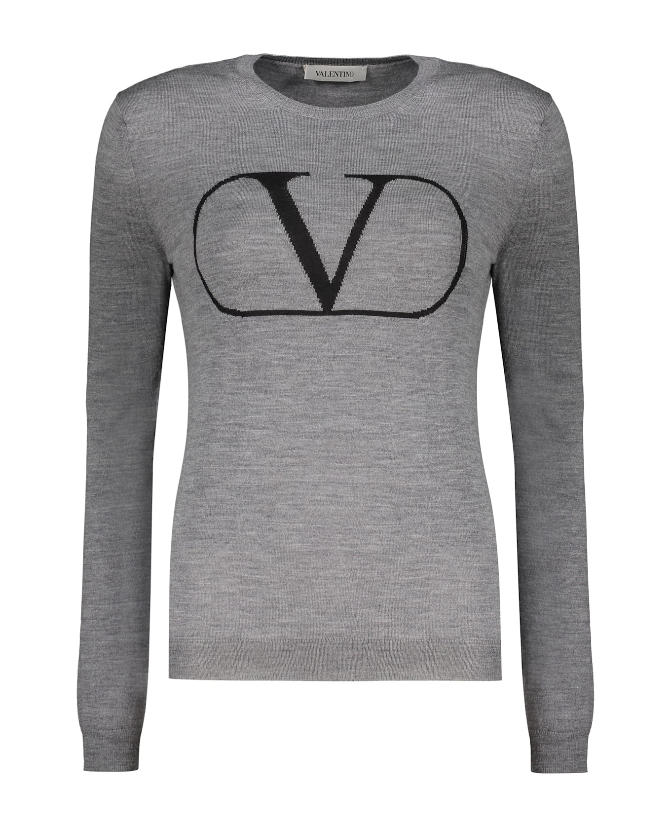 Valentino Garavani Long Sleeve Crew-neck Sweater - grey