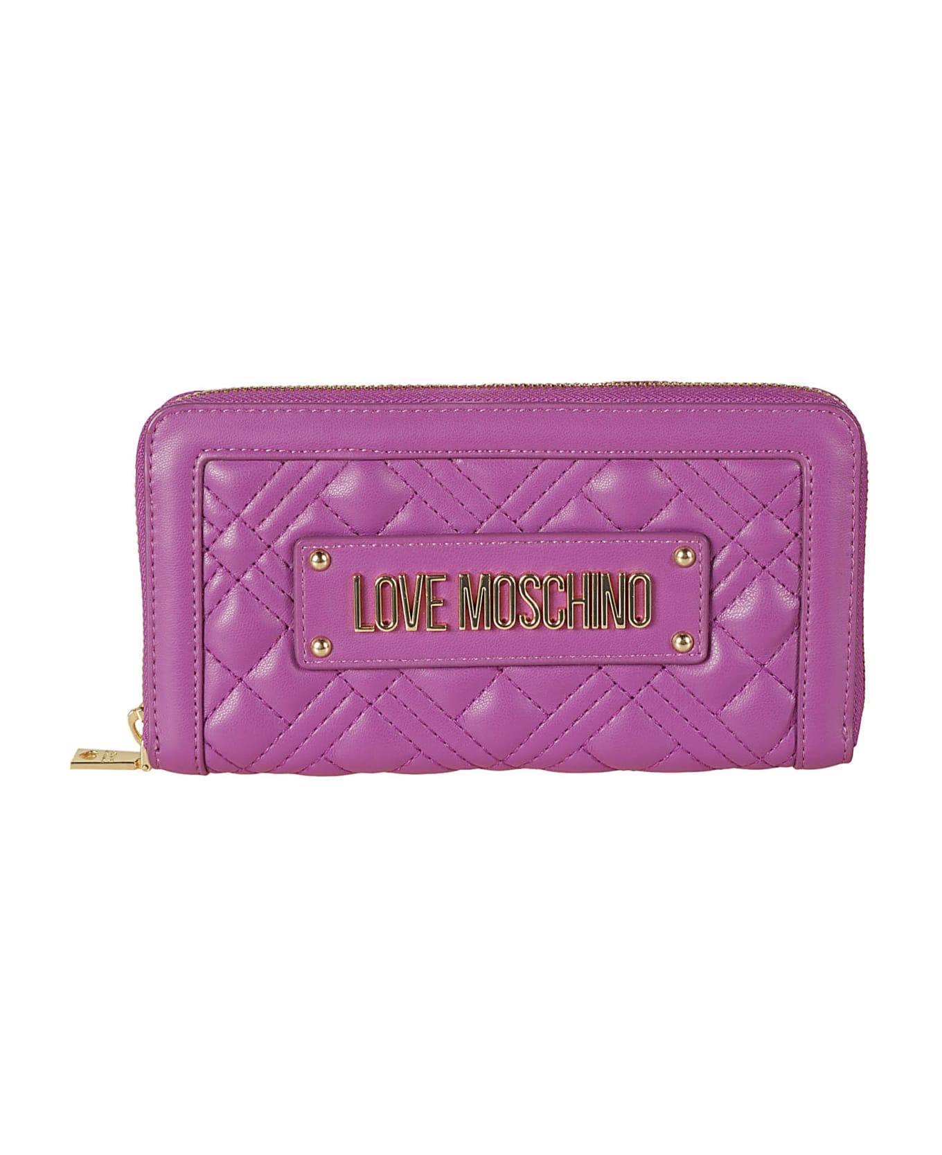 Love Moschino Logo Plaque Quilted Zip-around Wallet - Purple
