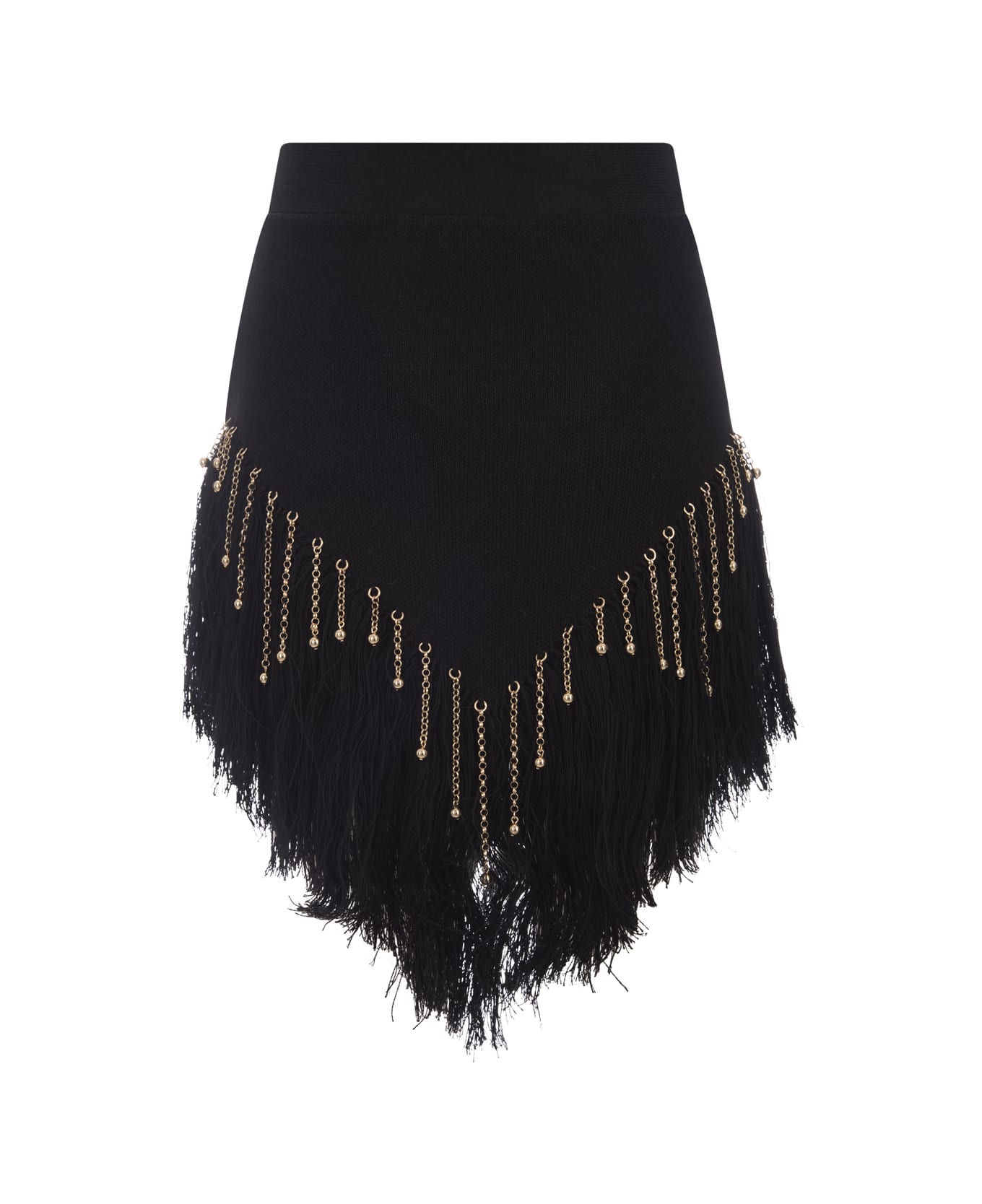 Paco Rabanne Black Woven Skirt With Knitted Beads And Feathers - Black