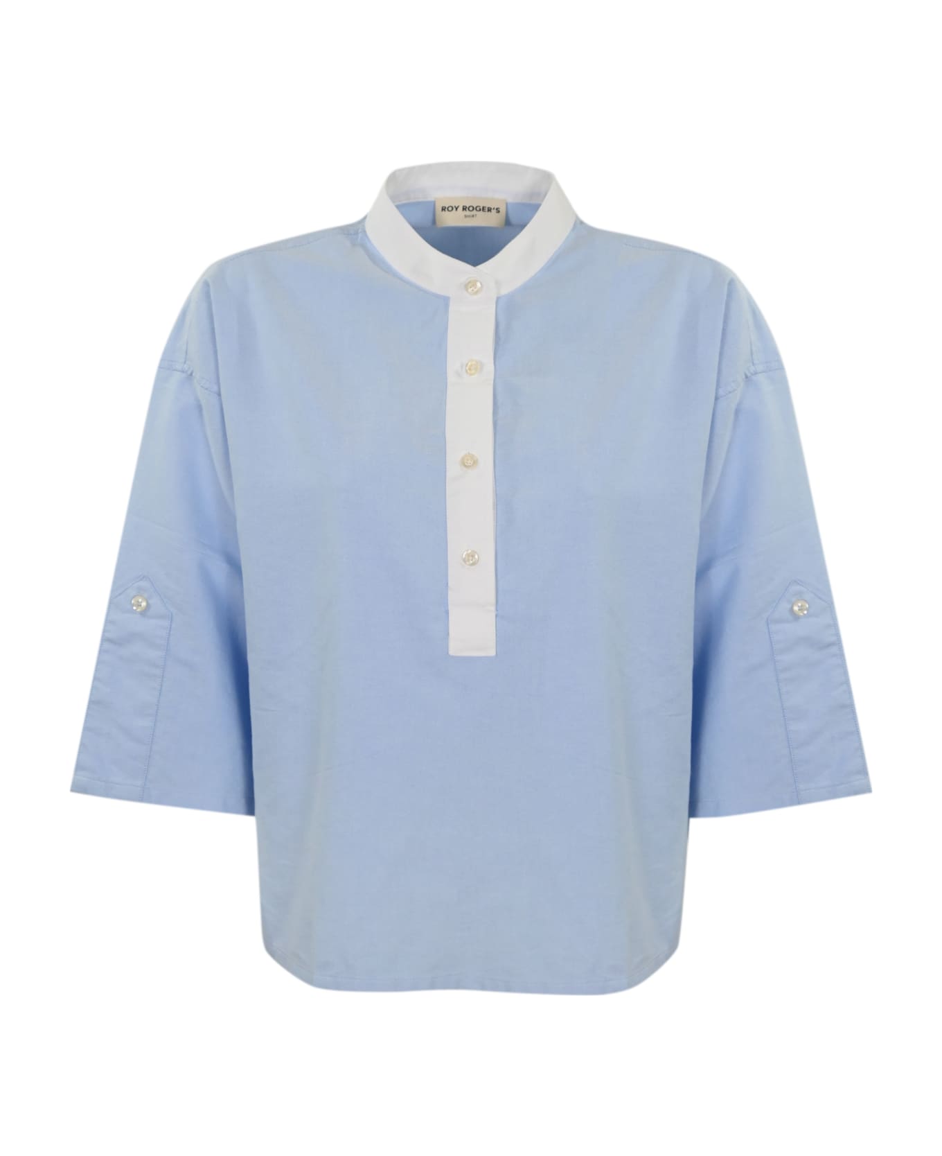 Roy Rogers Mandarin Collar Shirt - Washed sky