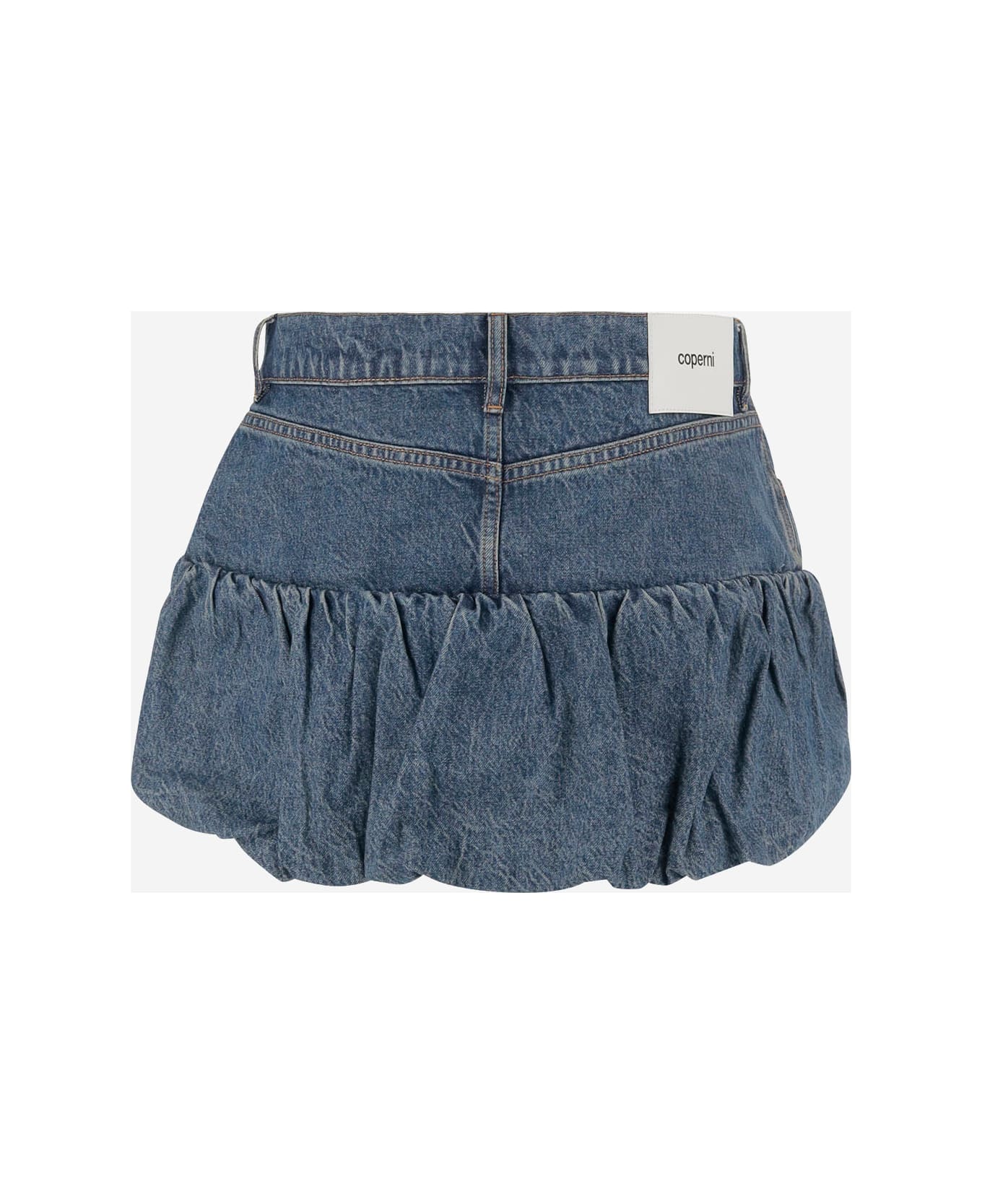 Coperni Denim Miniskirt With Ruching Bottom - Blue Vintage