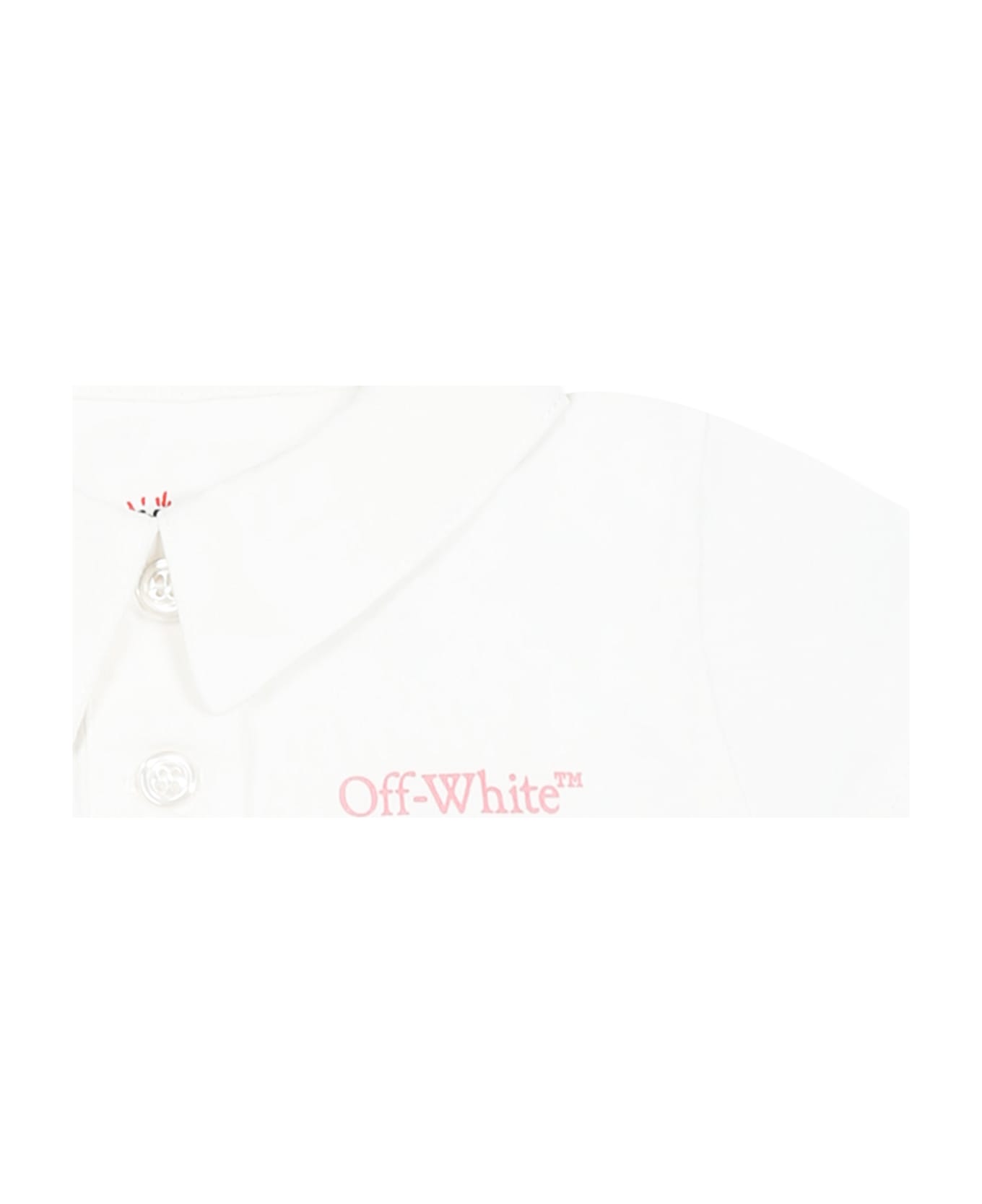 Off-White White Dress For Baby Girl With Logo - White