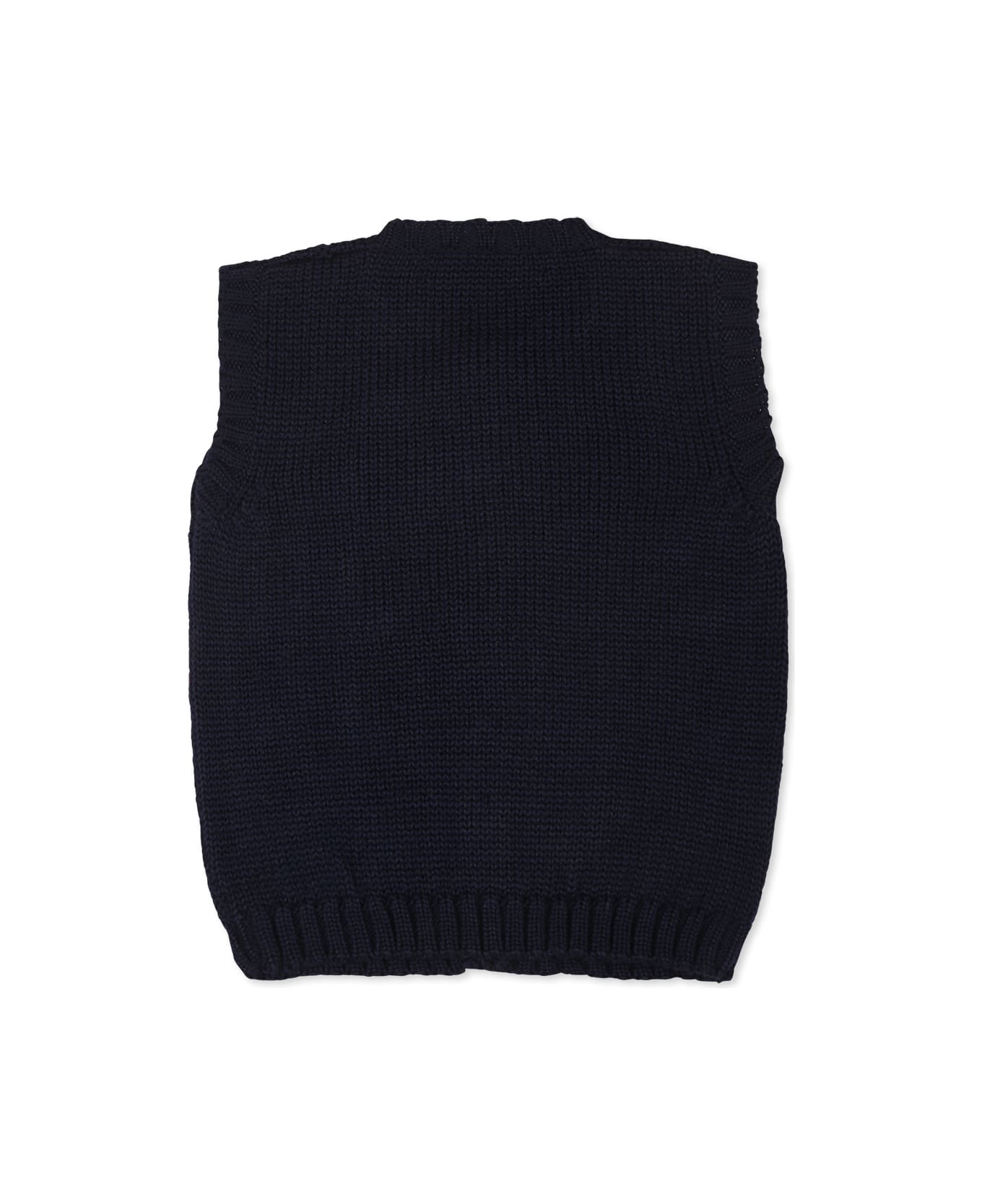 La stupenderia Blue Kinit Vest For Baby Boy - Blue