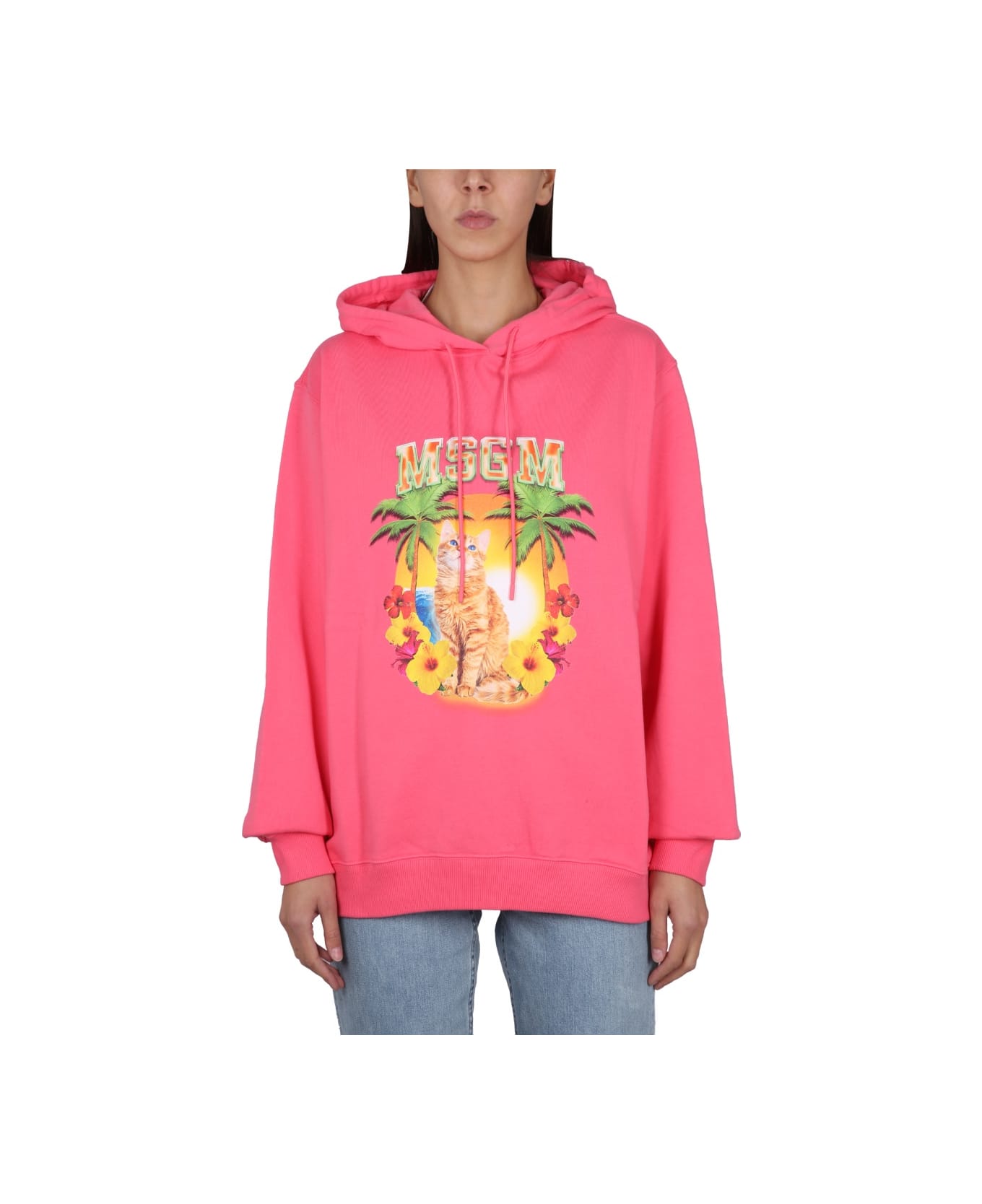 MSGM Sweatshirt With Logo - FUCHSIA