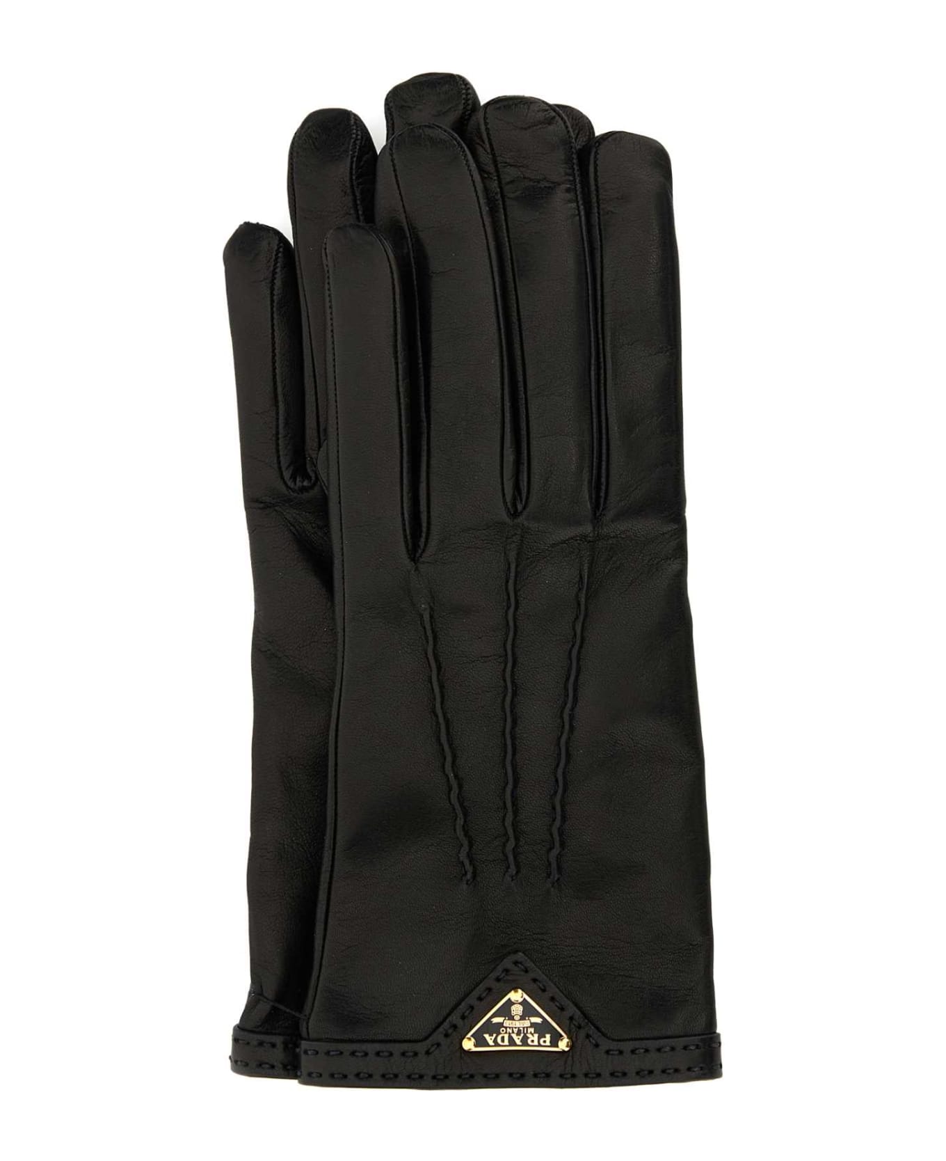 Prada Black Nappa Leather Gloves - NERO