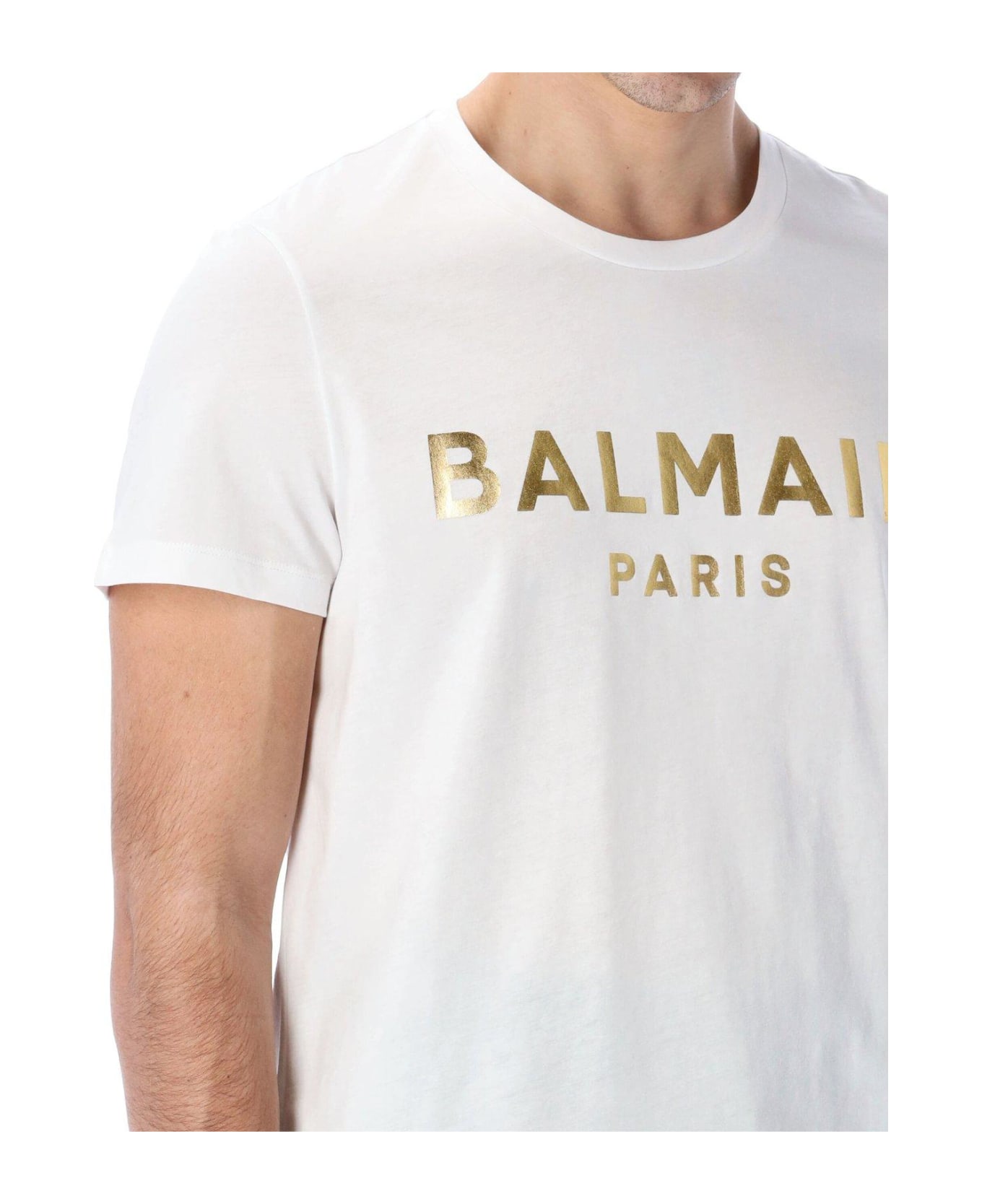 Balmain Logo Printed Crewneck T-shirt - White シャツ