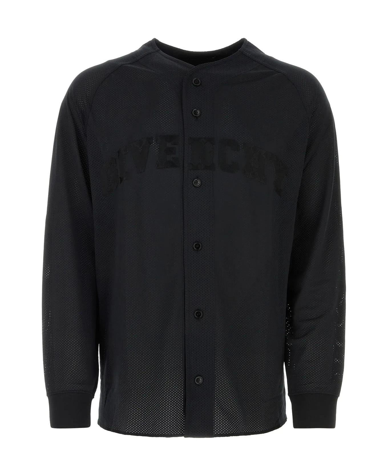 Givenchy College Baseball Shirt In Black Mesh - Black