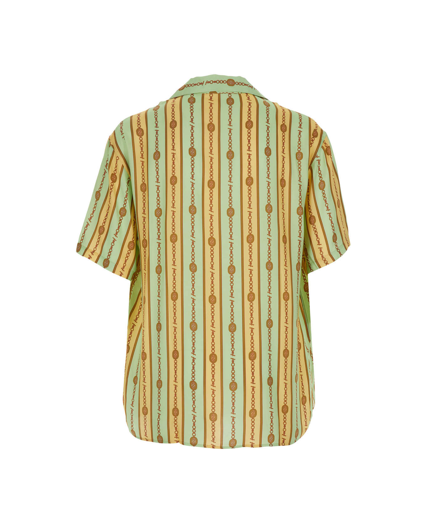Drôle de Monsieur 
la Chemise Bijoux
 Multicolor Bowling Shirt With Cuban Collar And All-over Striped Motif In Viscose Man - Multicolor